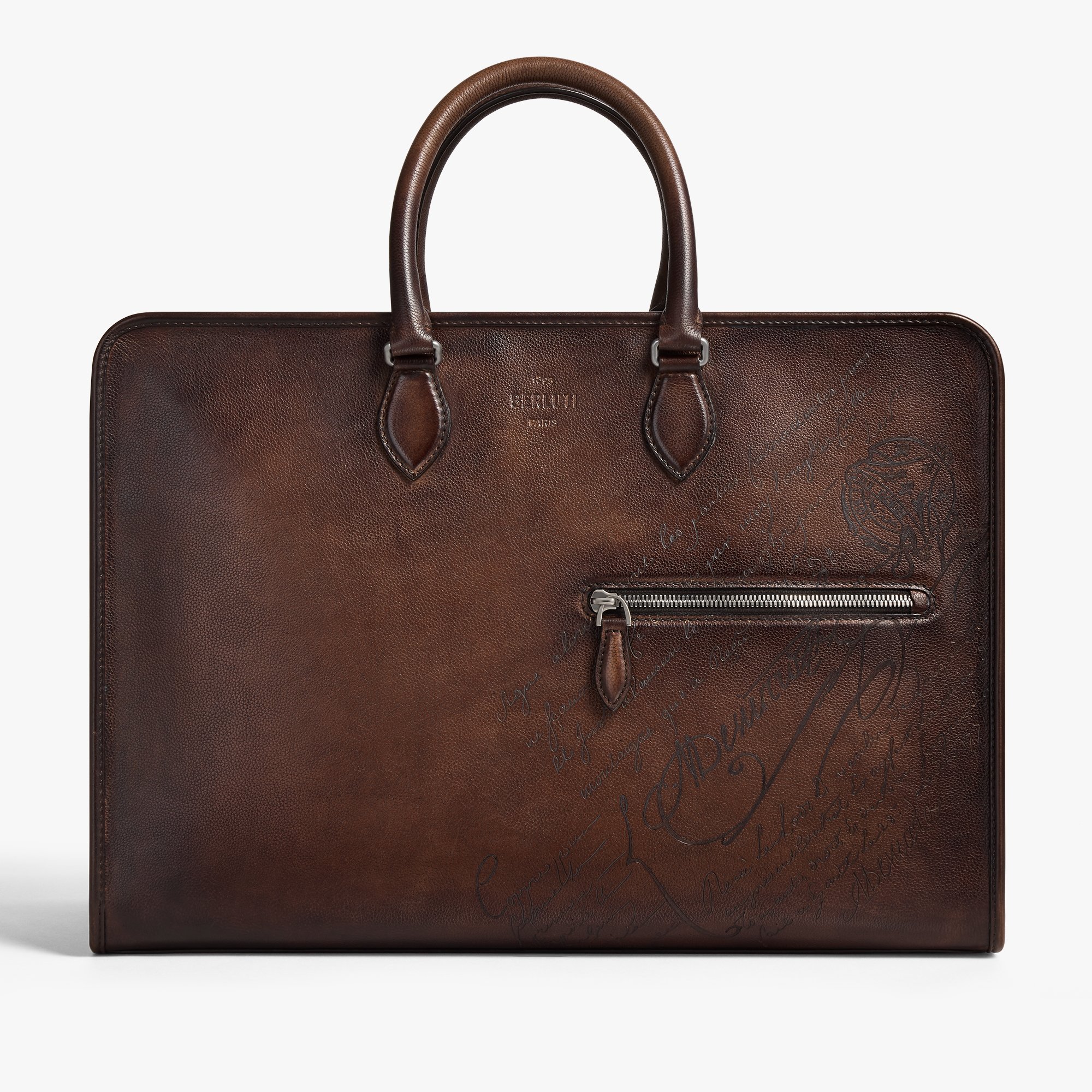 Overnight Scritto Leather Travel Bag, SOFT BROWN, hi-res