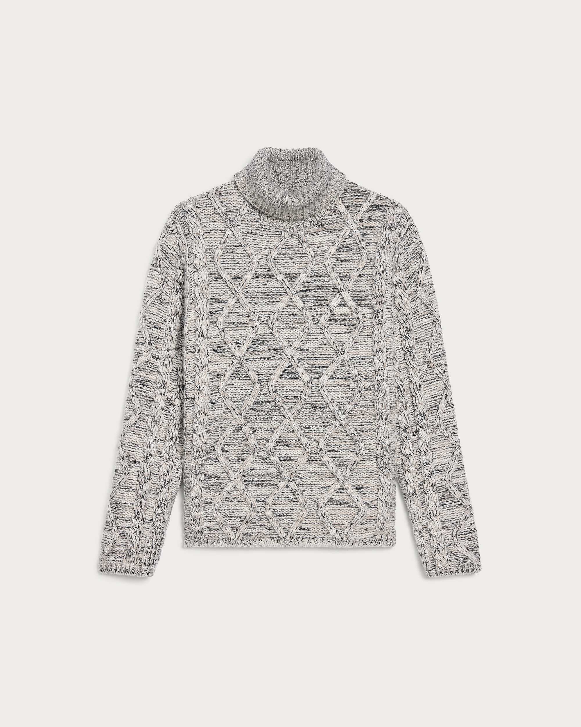 Marl Cables Turtleneck with Leather Detail