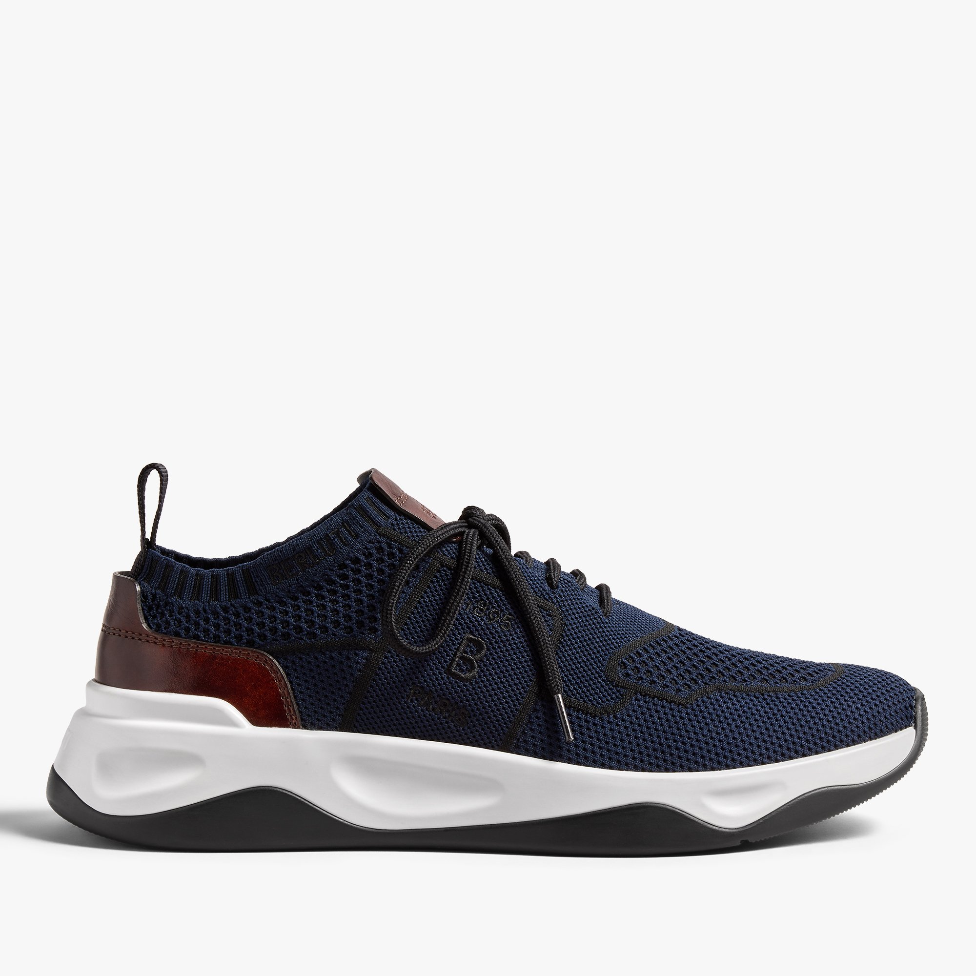 Shadow Knit And Leather Sneaker, NAVY, hi-res