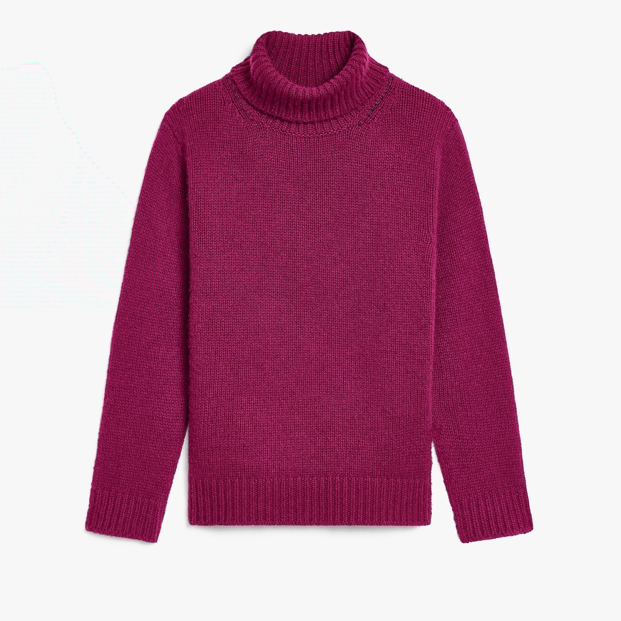 Leather Braiding Turtleneck, PURPLE FUSHIA, hi-res