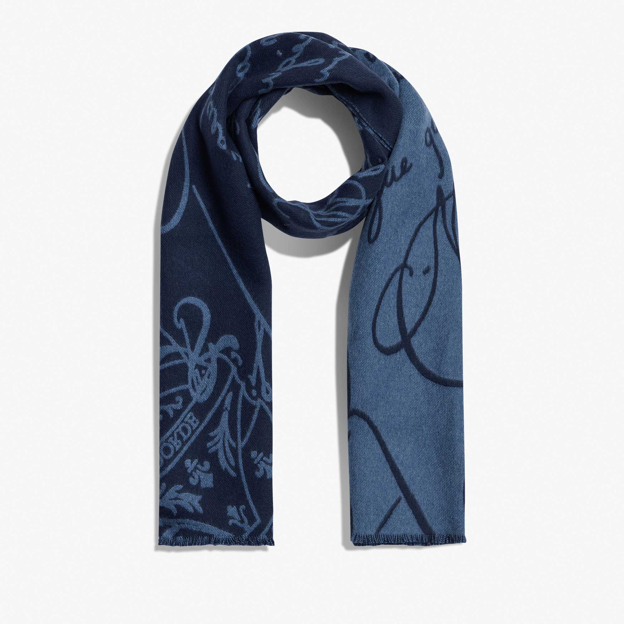 Wool Scritto Scarf, MARINE, hi-res