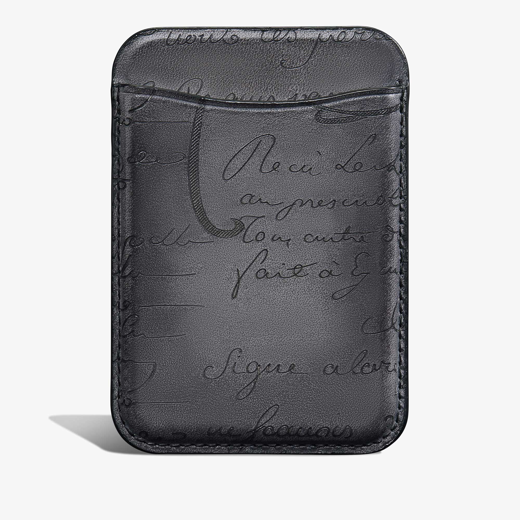 Scritto Leather Magnetic Card Holder, LIGHT ALUMINIO, hi-res