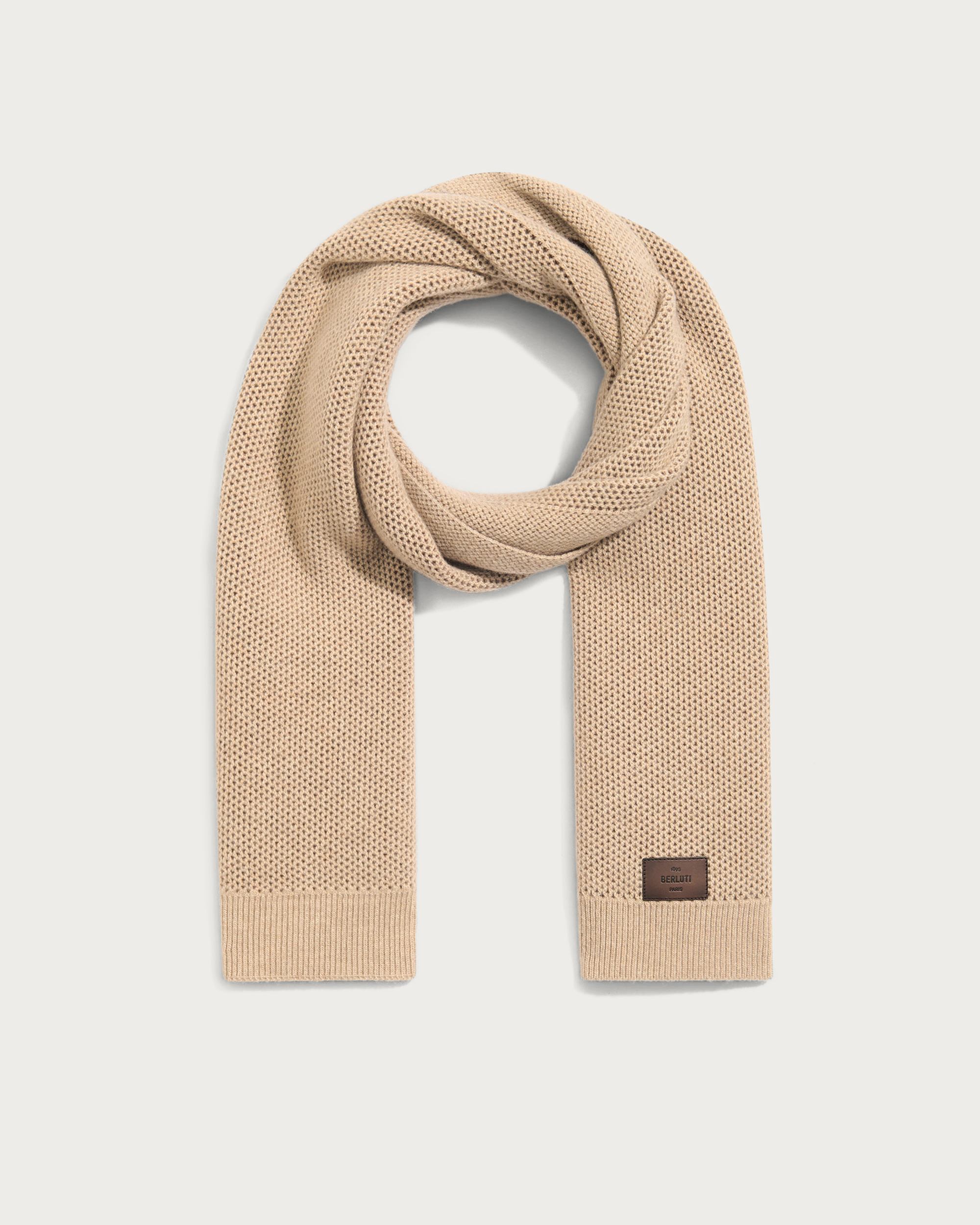 BERLUTI ベージュブラウン スカーフ Scarf with Leather Detail | Berluti NL