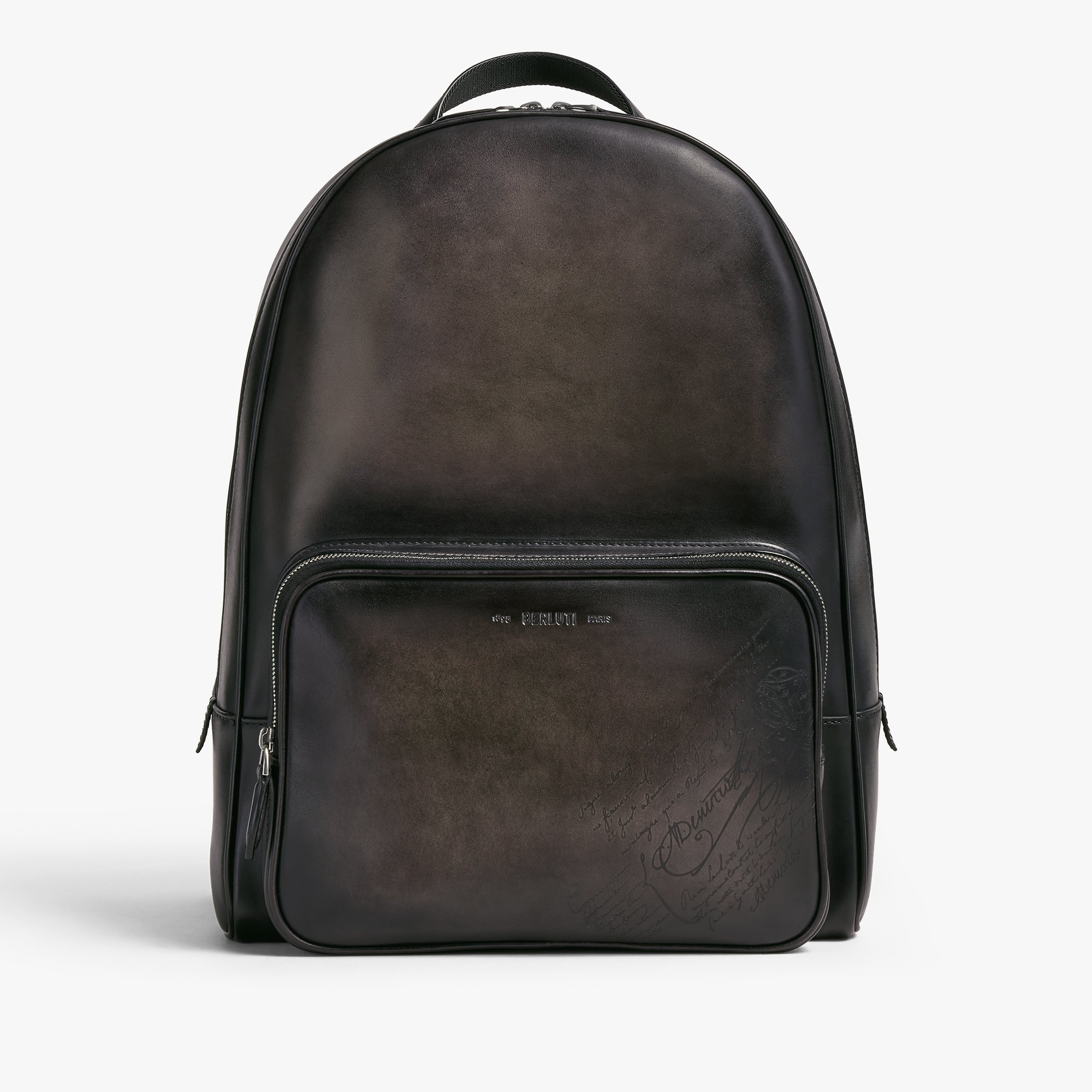 Time Off Scritto Swipe图纹皮革双肩背包, NERO GRIGIO, hi-res