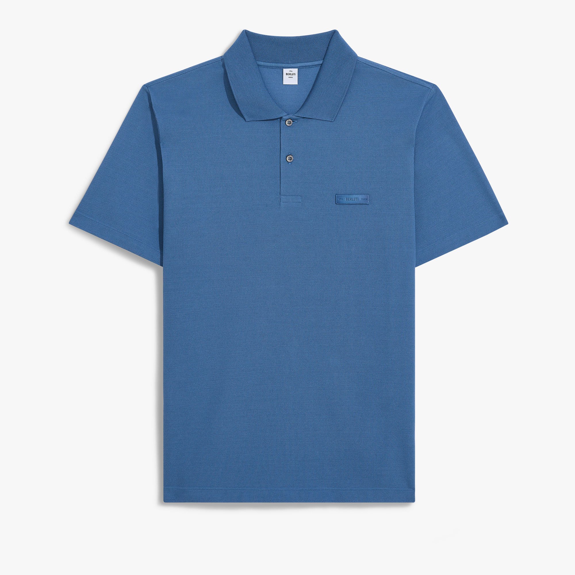 Leather Tab Polo, HELVETIA BLUE, hi-res