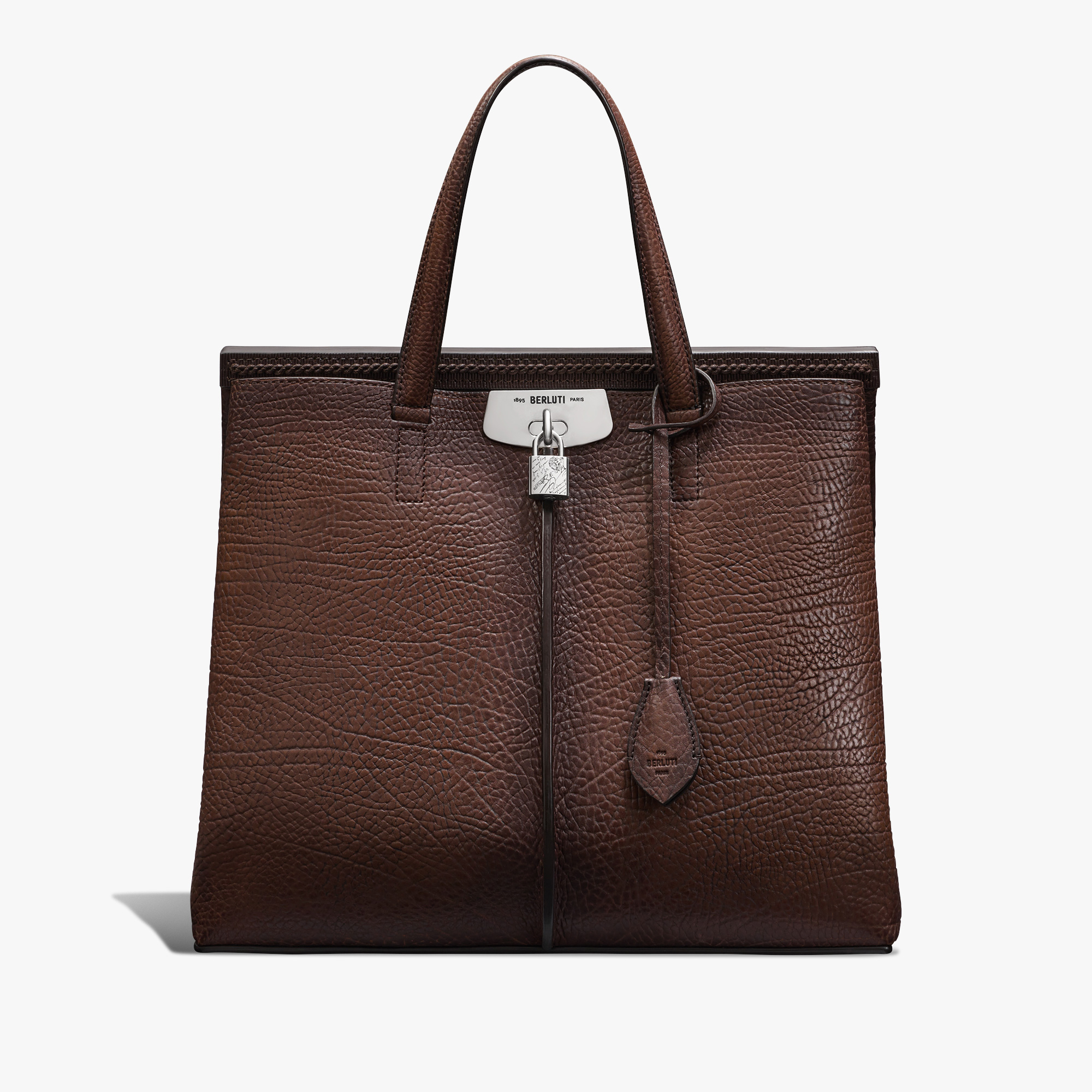 Luti 38 Leather Tote Bag, DARK BROWN, hi-res