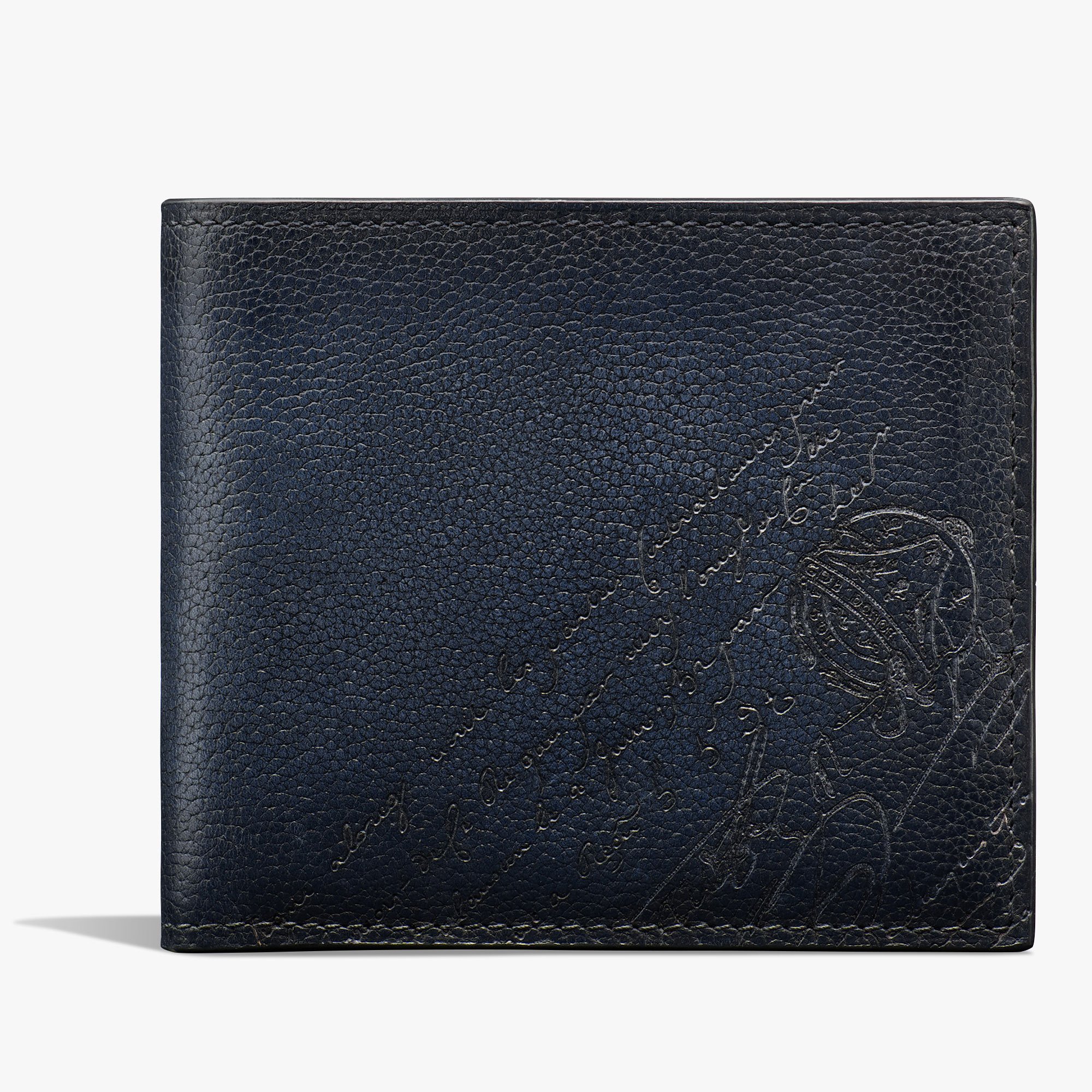 Makore Scritto Leather Compact Wallet, INDIGO DENIM, hi-res