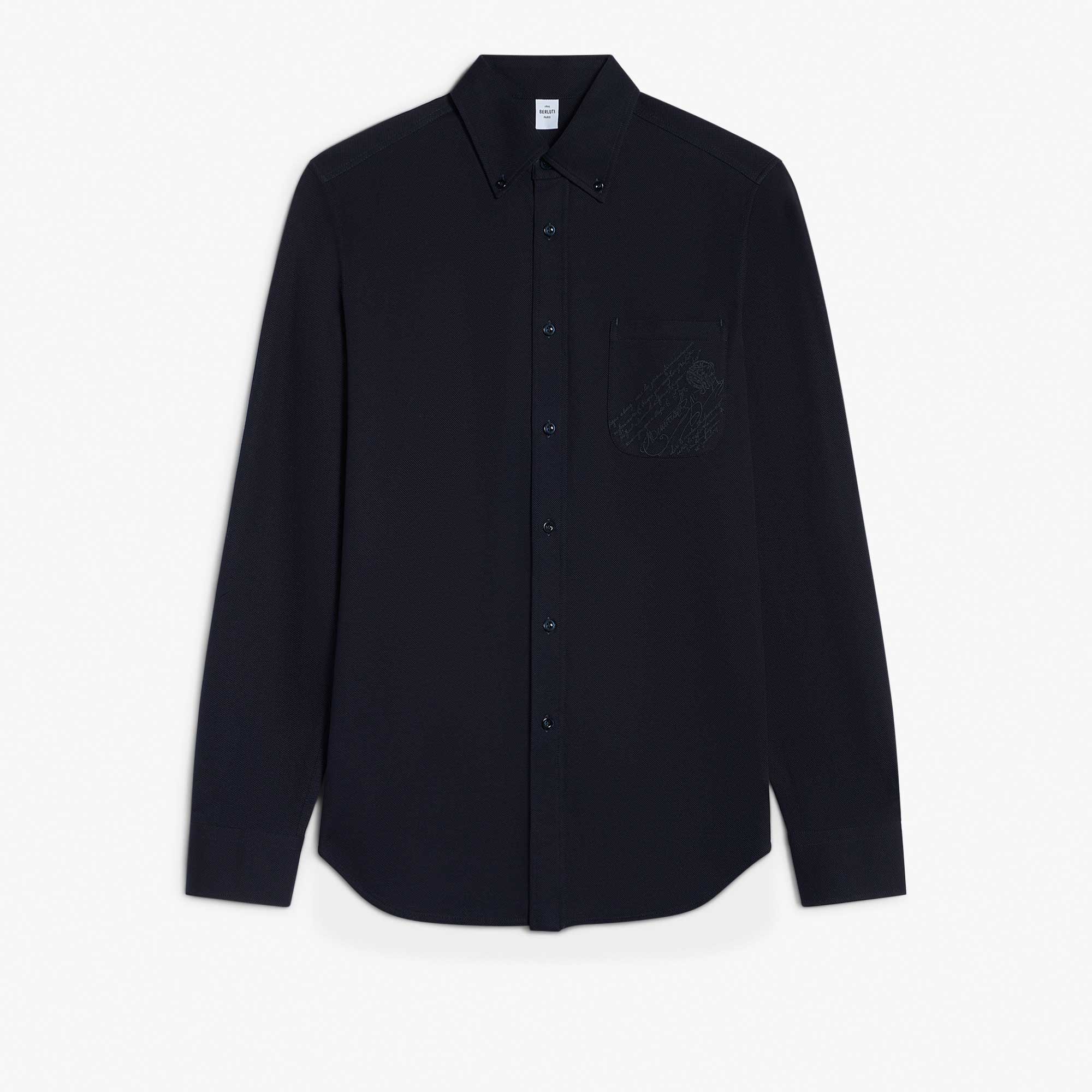 Chemise Piquée Avec Poche Scritto, COLD NIGHT BLUE, hi-res