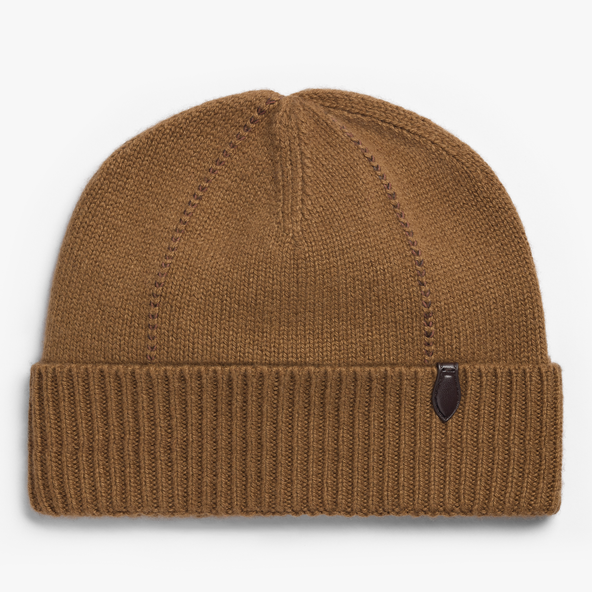 Leather Braiding Beanie, WALNUT, hi-res