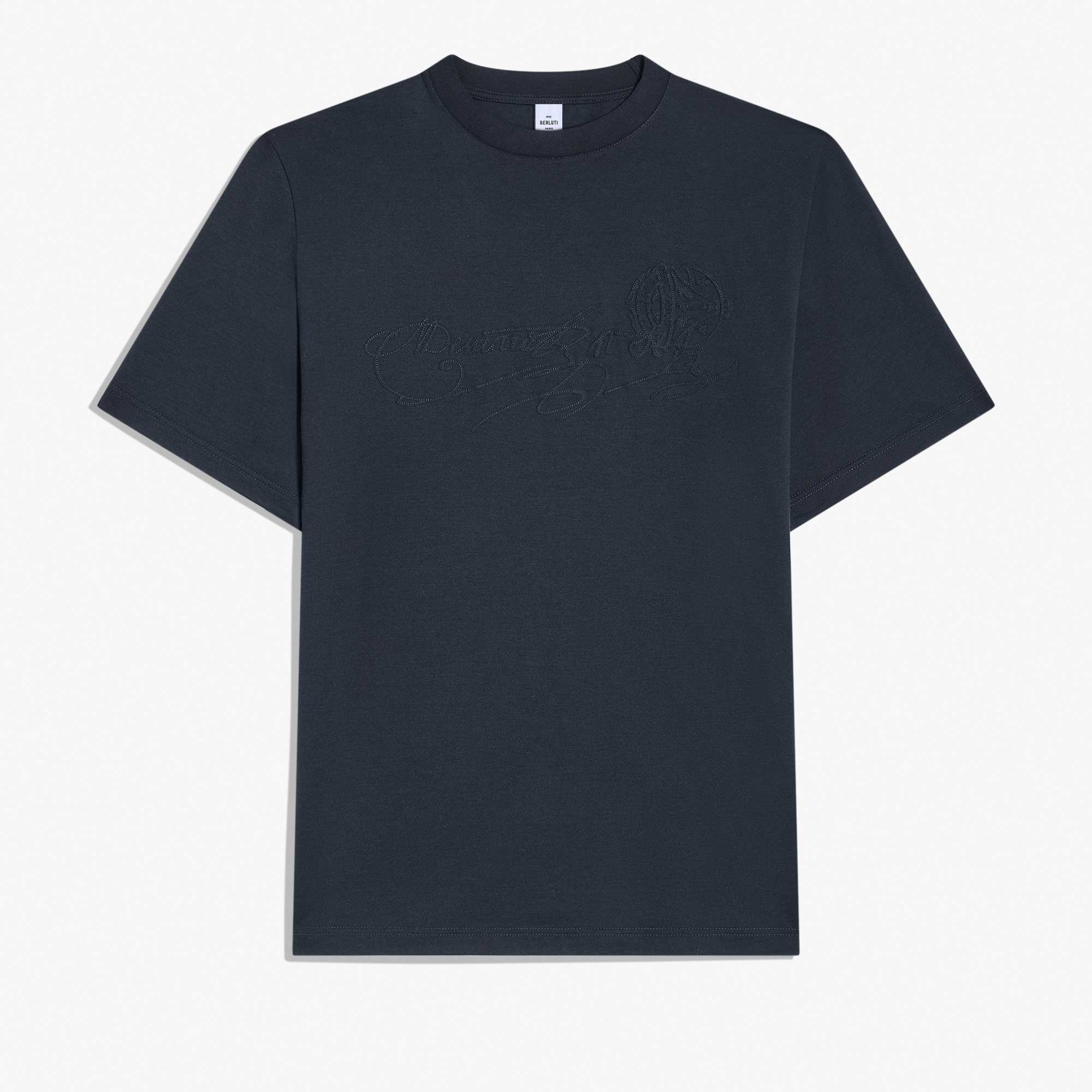 T-Shirt Scritto Avec Effet Suédé, COLD NIGHT BLUE, hi-res