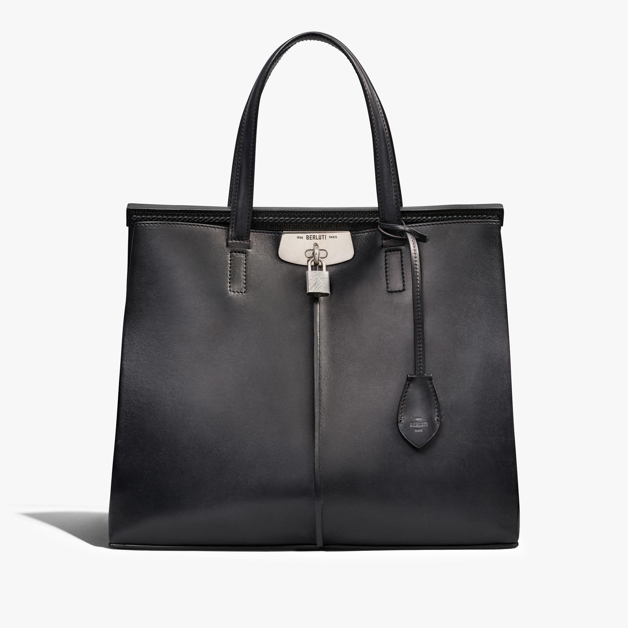 Luti 38 Leather Tote Bag, NERO GRIGIO, hi-res