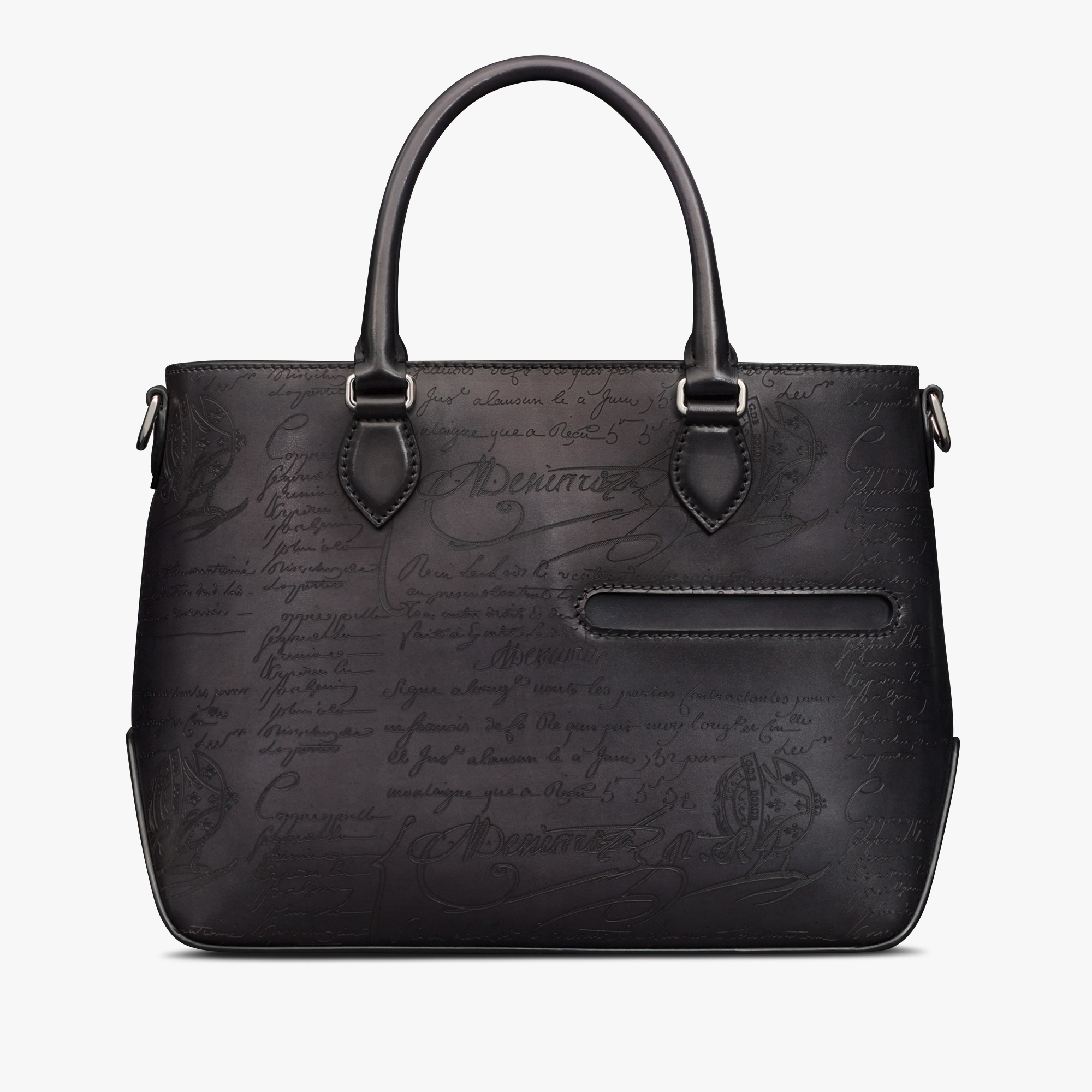 Toujours XS Scritto Leather Tote Bag, NERO GRIGIO, hi-res