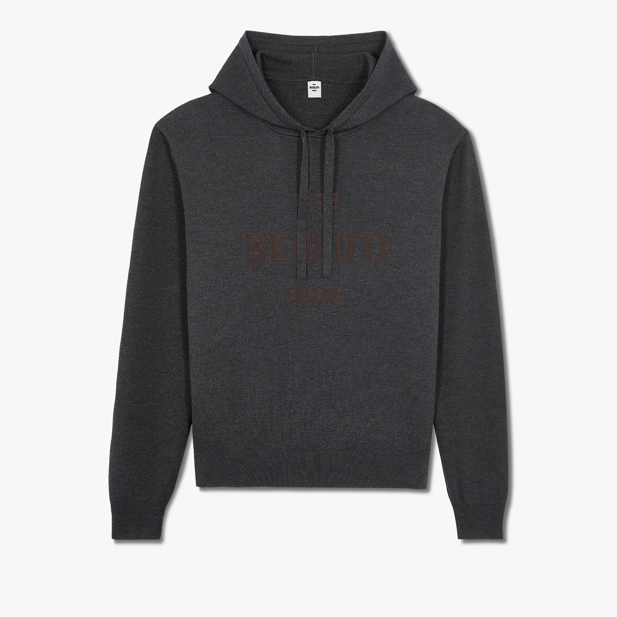 Berluti Logo羊毛连帽衫, DARK GREY MELANGE, hi-res