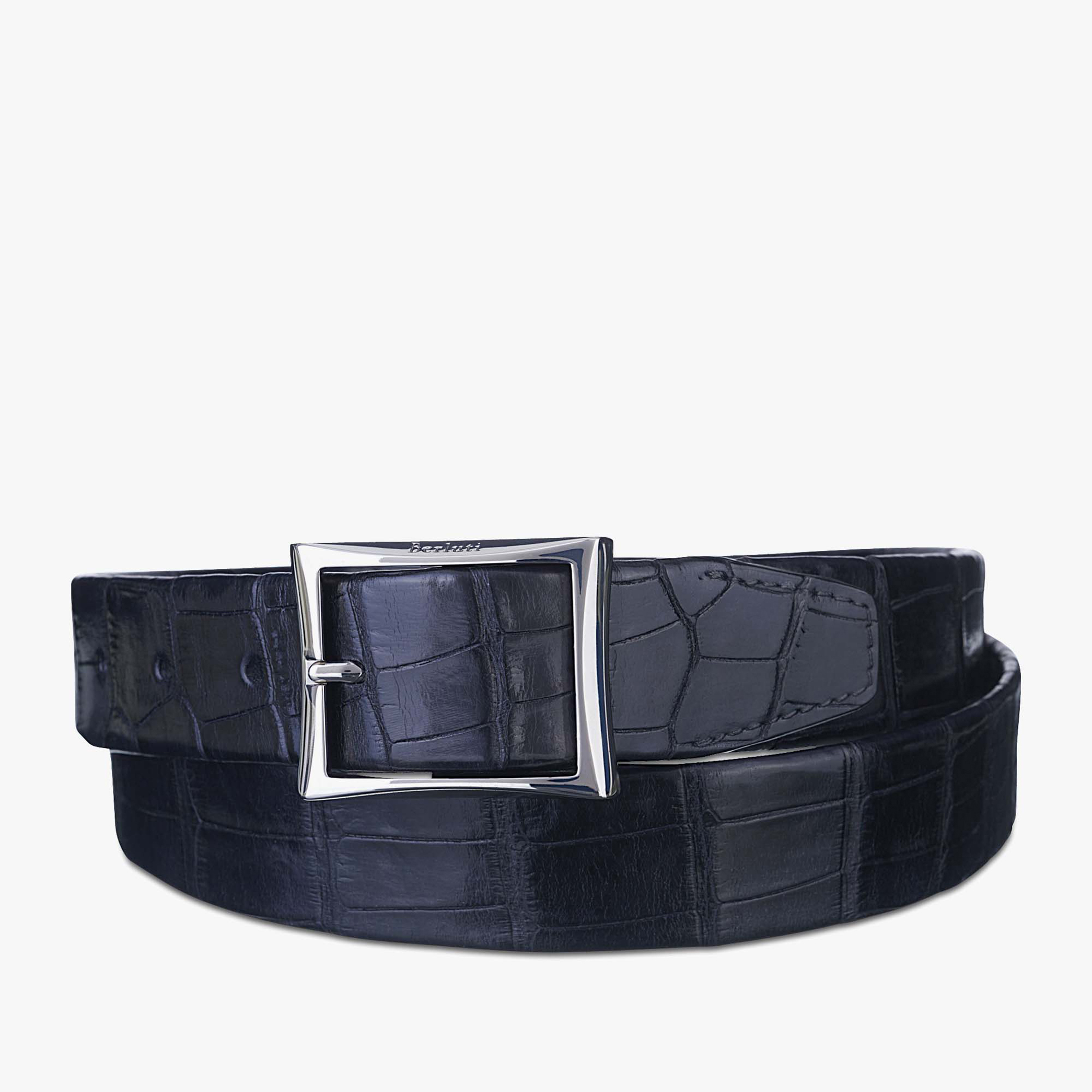 Classic Alligator Leather Belt - 35 mm, NERO, hi-res