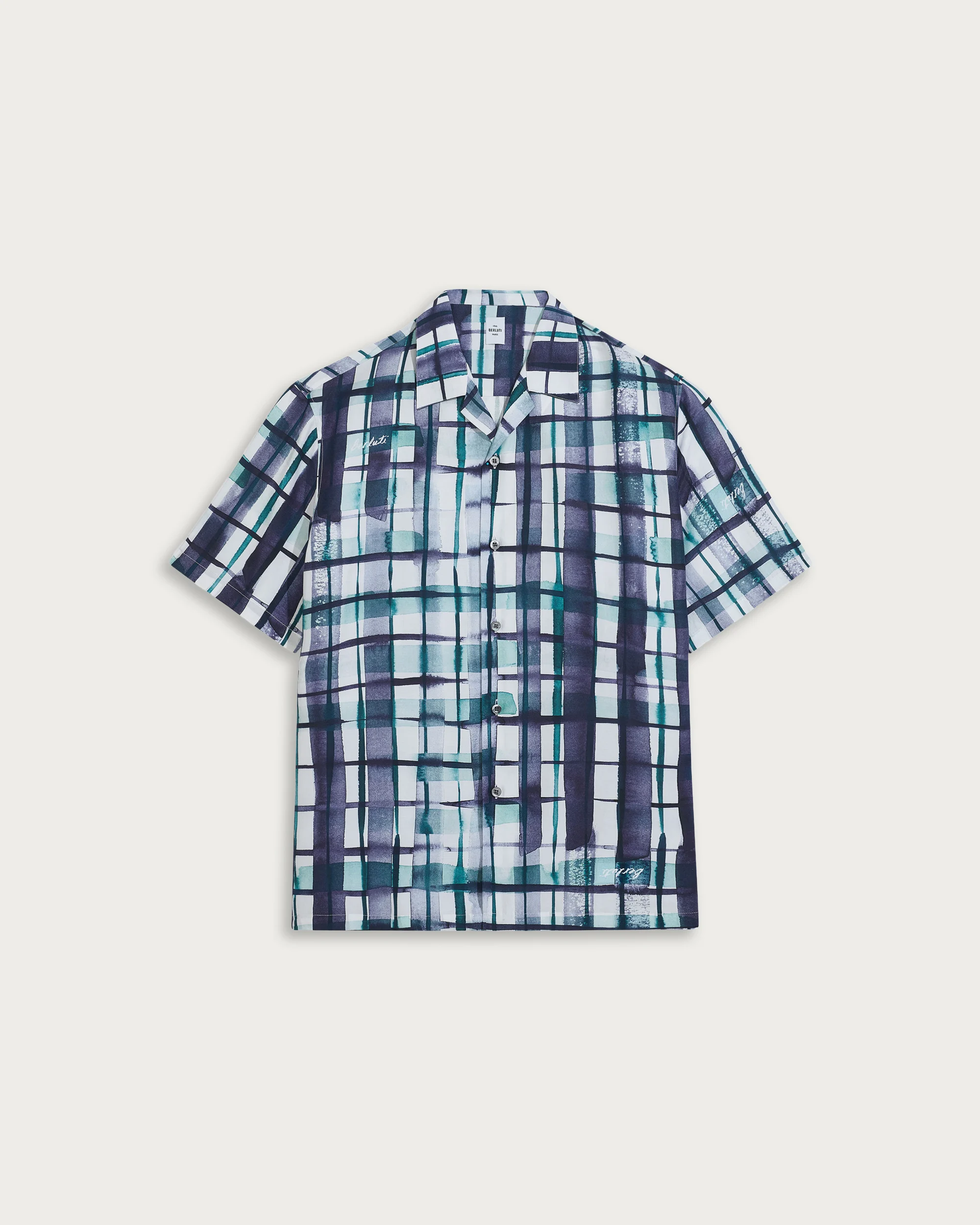 Watercolor Checks Short-Sleeves Shirt
