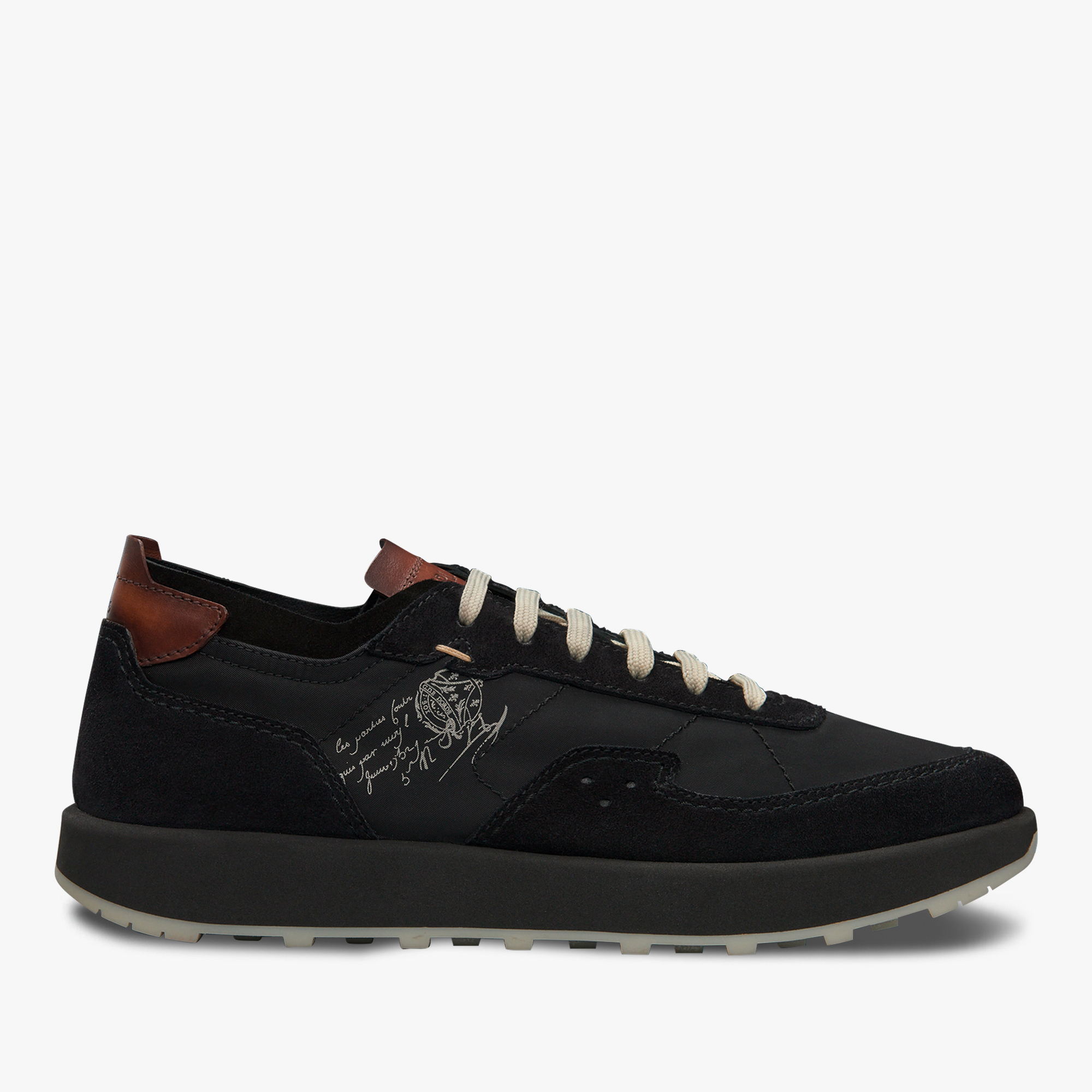 Light Track Suede Leather and Nylon Sneaker, BLACK, hi-res