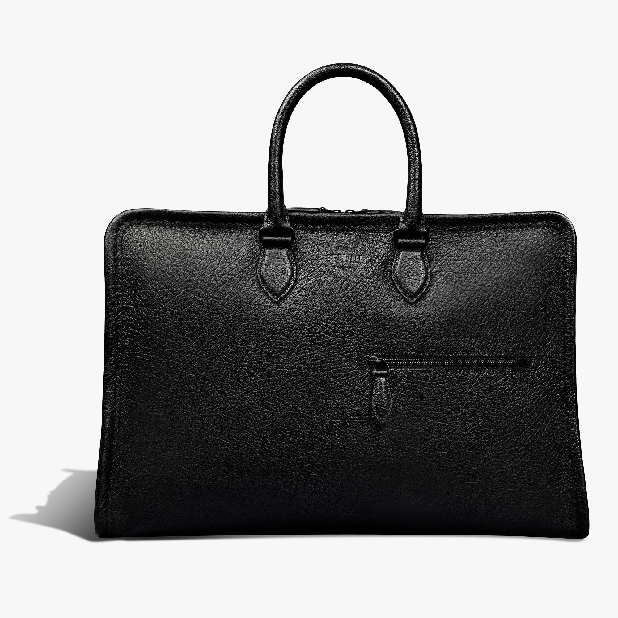 Overnight Leather Travel bag, DEEP BLACK, hi-res