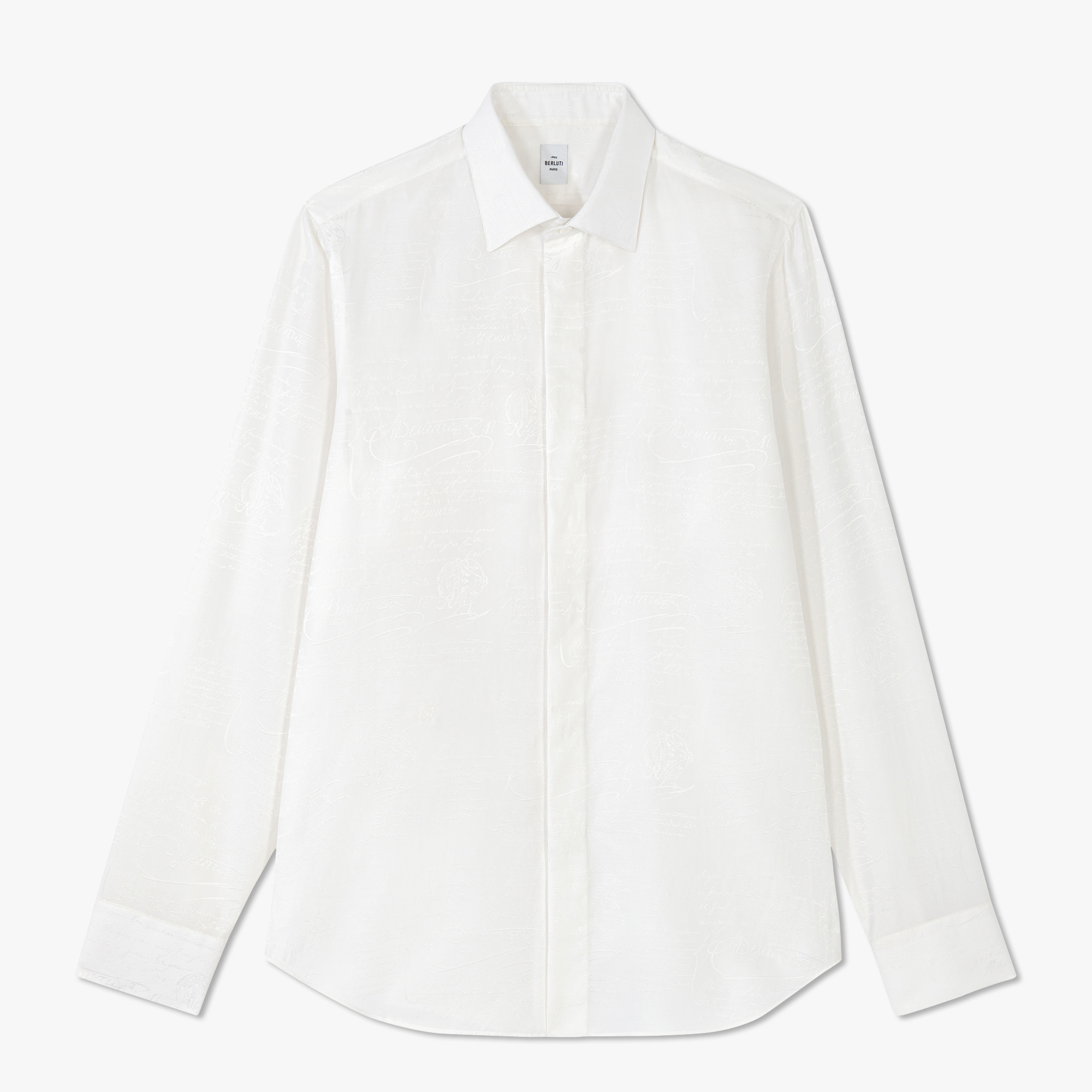 Cotton Silk Scritto Andy Shirt, BLANC OPTIQUE, hi-res