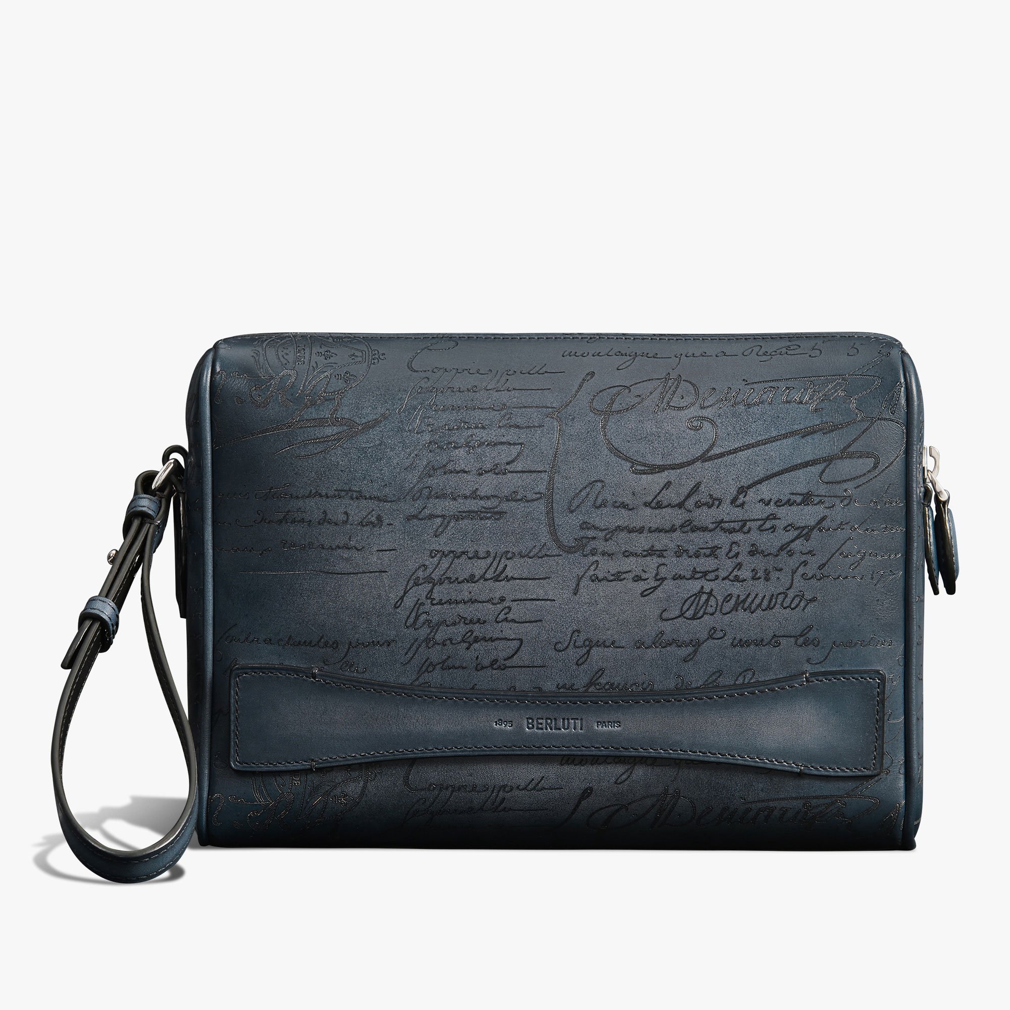 Rosewood Scritto Leather Pouch, BLU MINERALE, hi-res