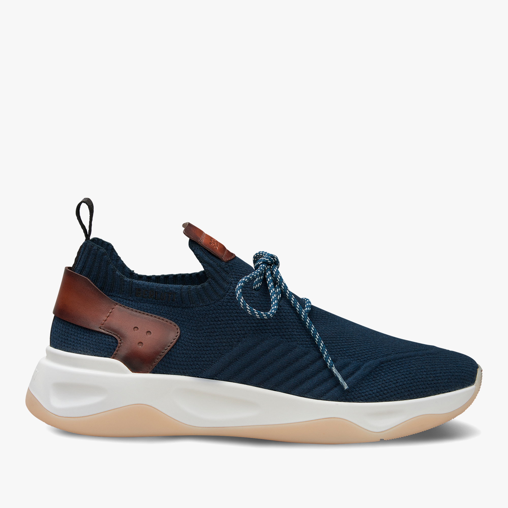 Sneaker Shadow En Cachemire Et Cuir, NAVY, hi-res