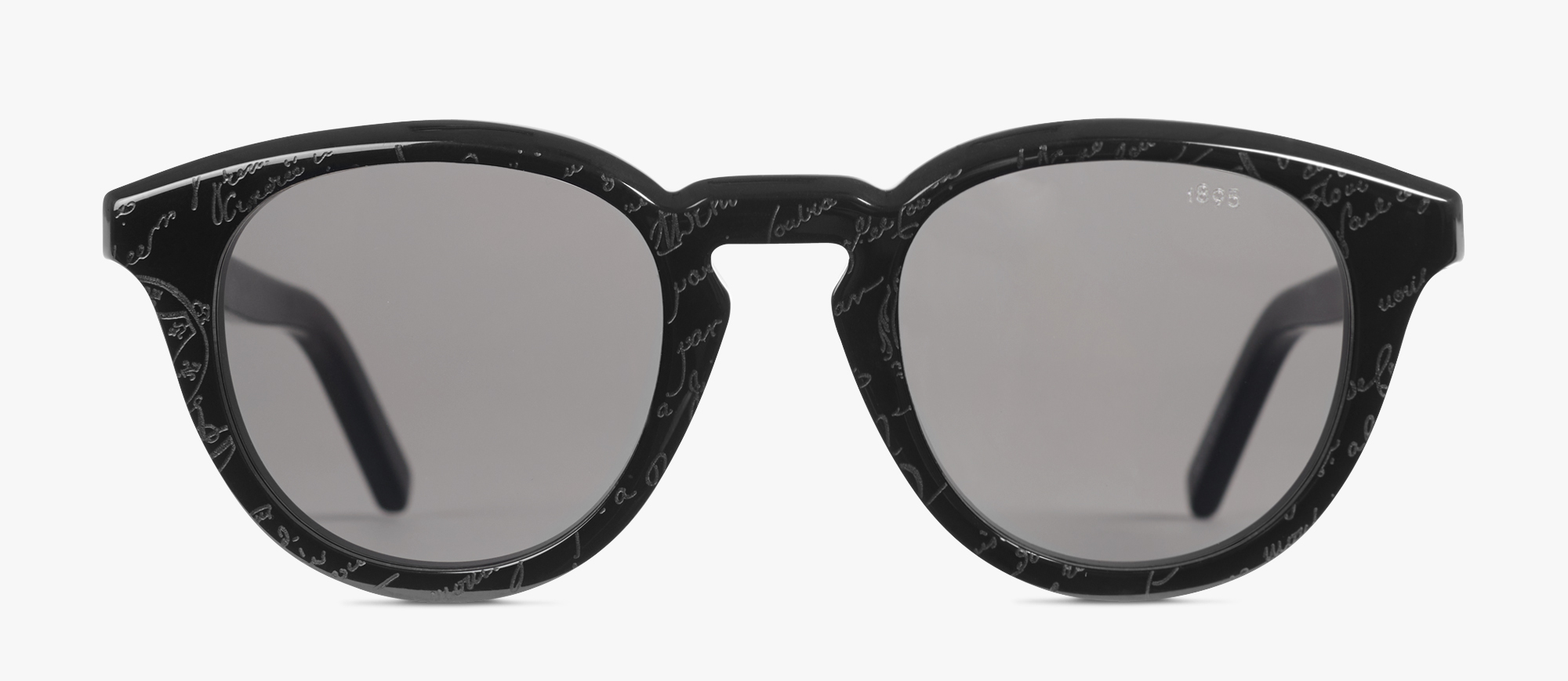 Halo Round Shape Acetate Sunglasses, BLACK + SOLID SMOKE, hi-res
