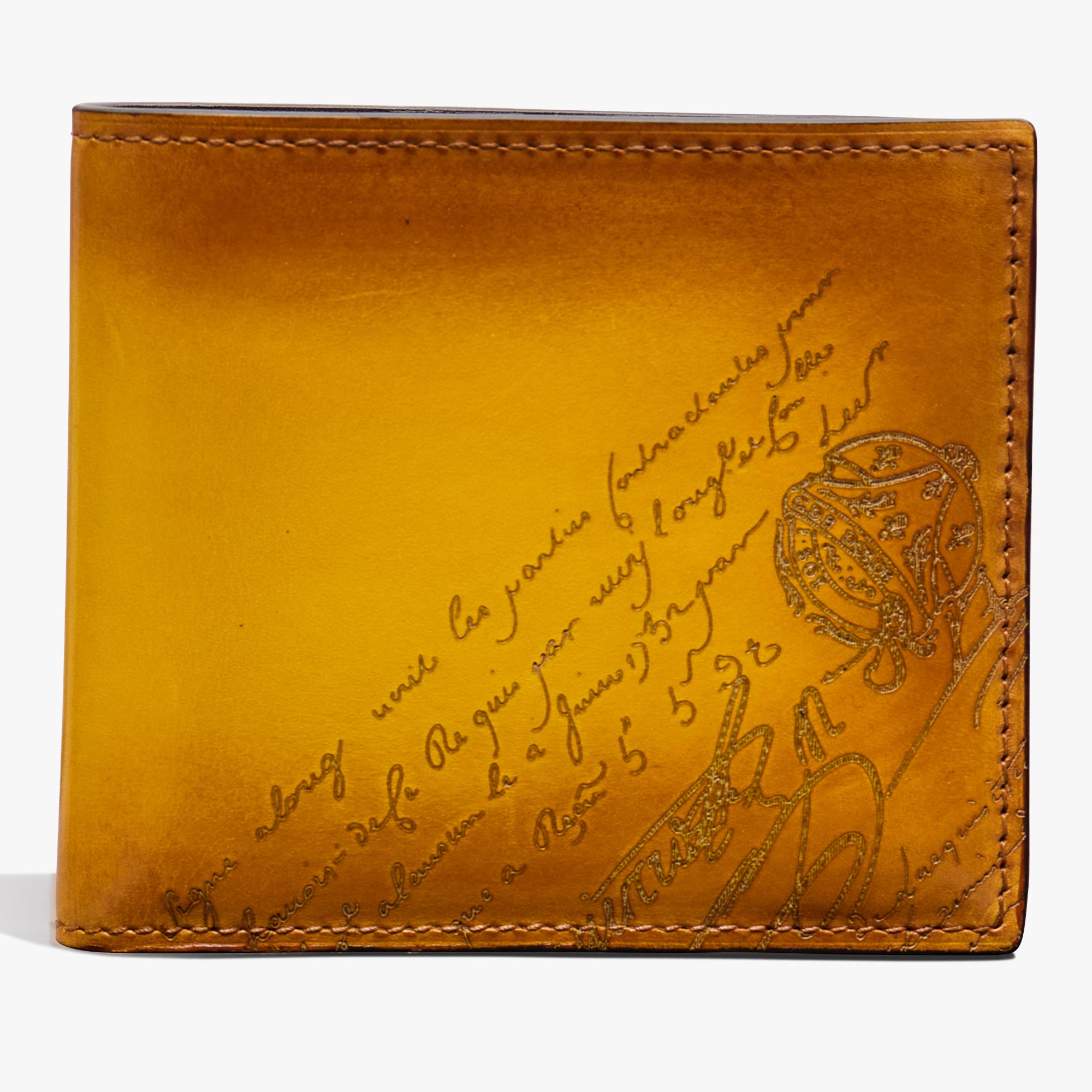 Makore Scritto Leather Wallet, MIMOSA, hi-res