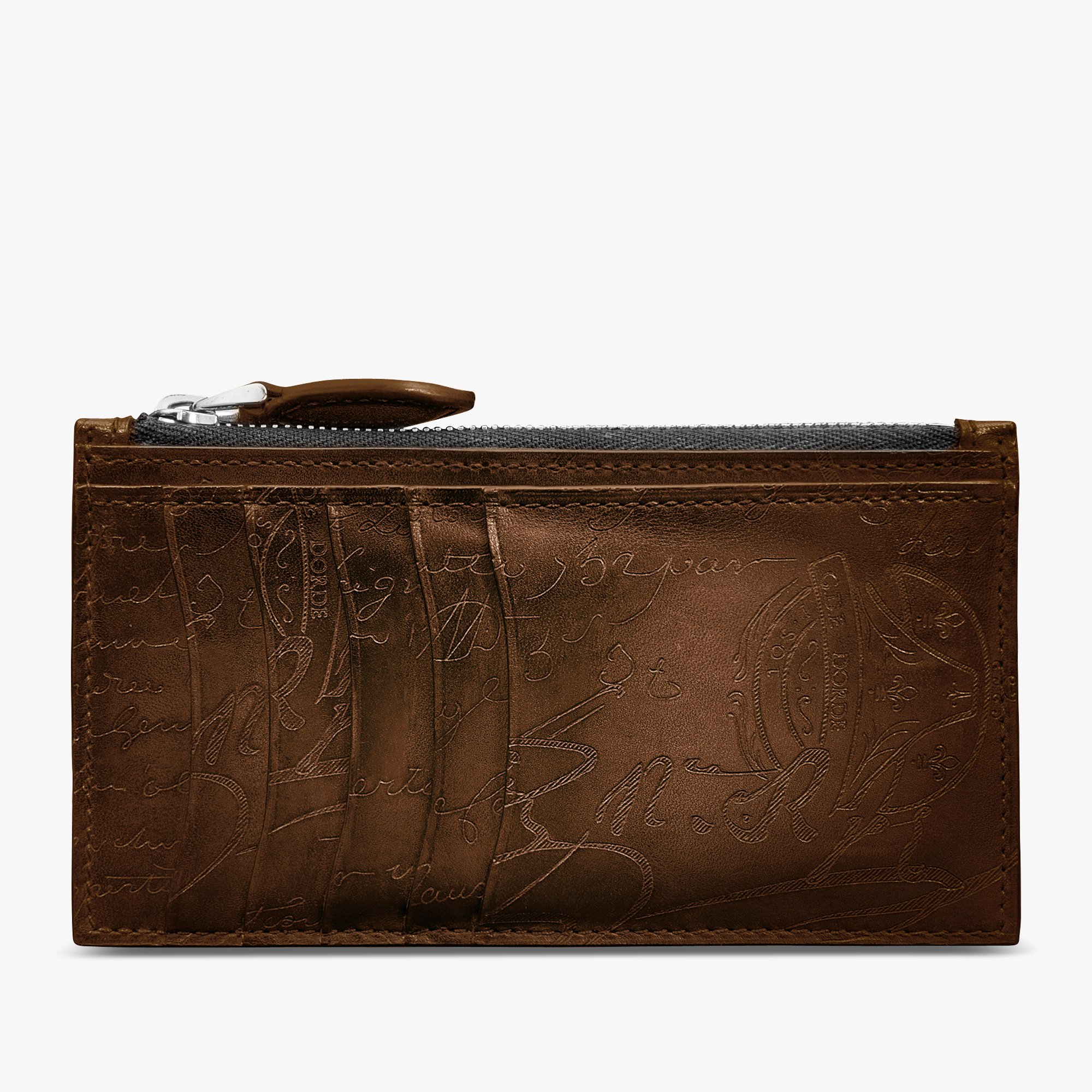 Koa Maxi Scritto Leather Long Zipped Card Holder, CACAO INTENSO, hi-res