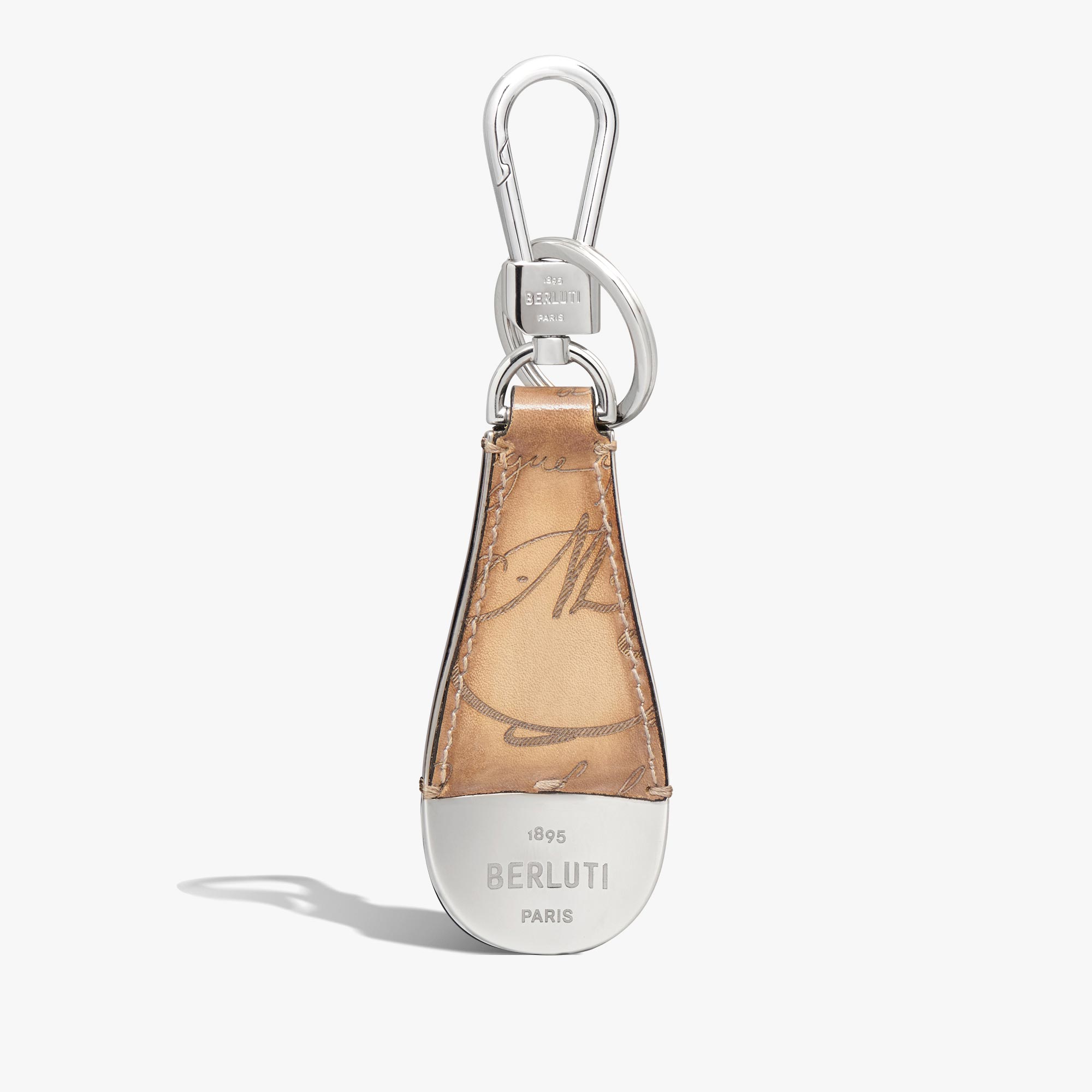Shoehorn Scritto Leather Key Ring, OSSO, hi-res
