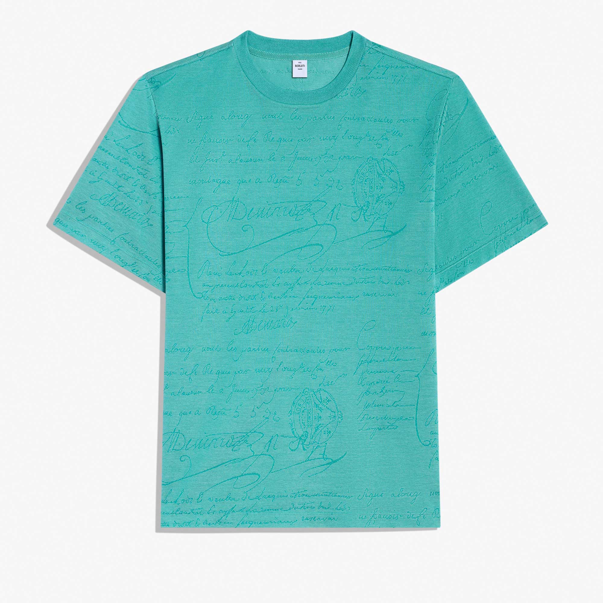 Scritto Pique T-Shirt, AQUA GREEN, hi-res