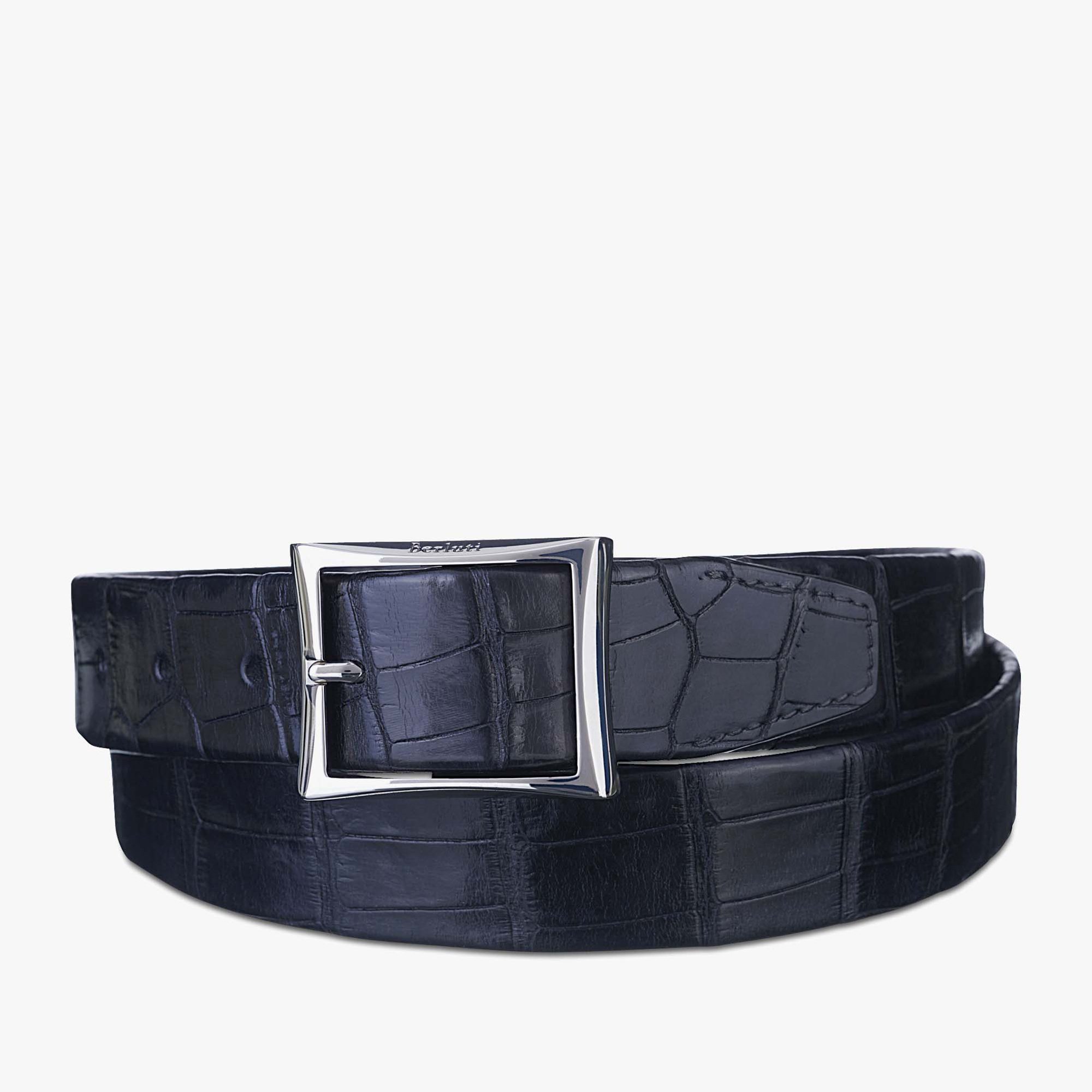 Black Crocodile Leather Belt