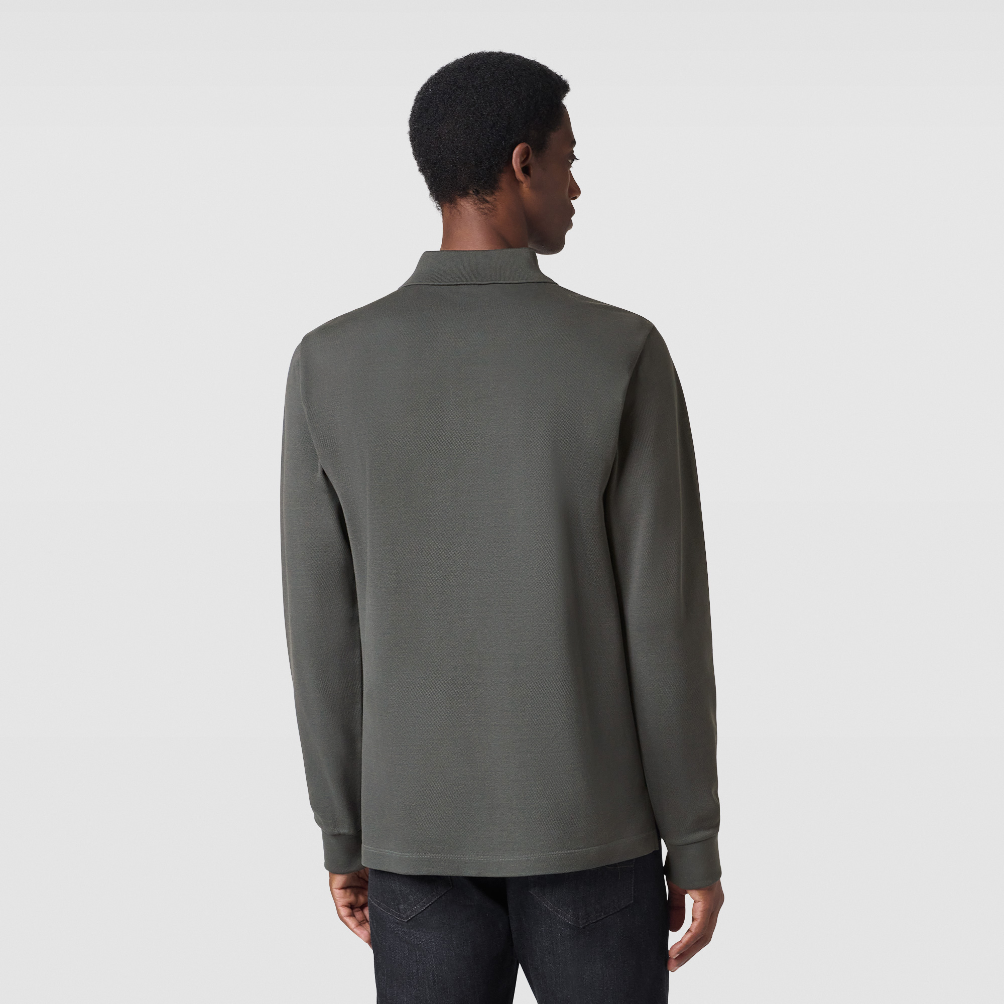 Classic Pique Leather Tab Long Sleeves Polo | Berluti US Classic Pique Leather Tab Long Sleeves Polo | Berluti US