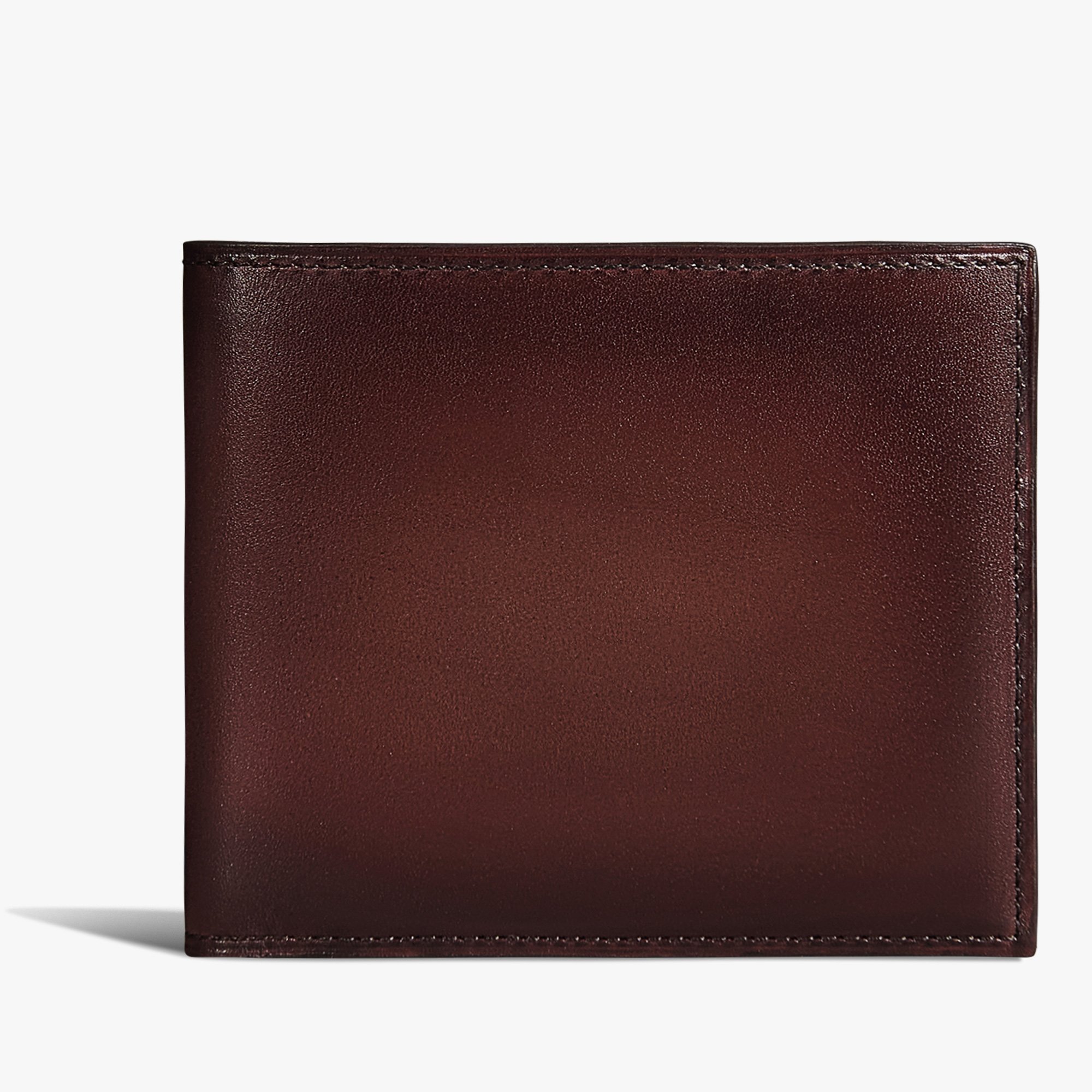 Makore Leather Compact Wallet, LEGNO BRUCIATO, hi-res