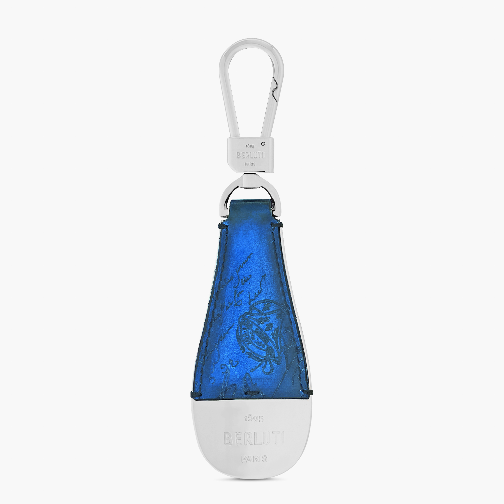 Shoehorn Scritto Leather Key Ring, BLUE HILLS, hi-res