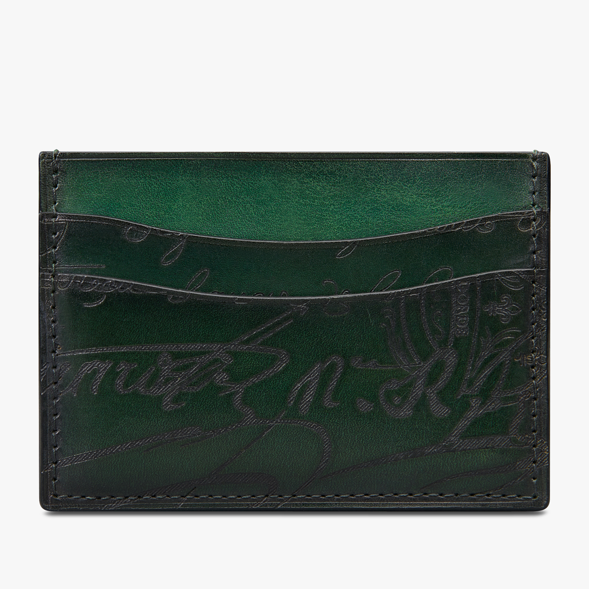 Bambou Scritto Leather Card Holder, BEETLE GREEN, hi-res