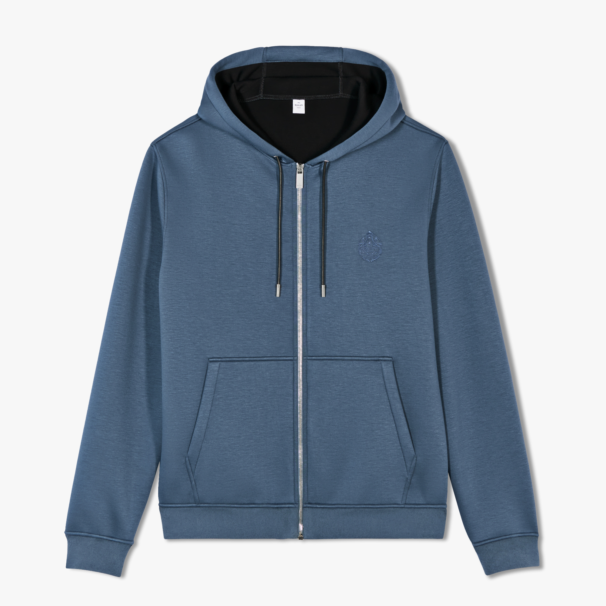 Zip-Up Hoodie With Embroidered Crest, PRUSSIAN BLUE / BLACK, hi-res