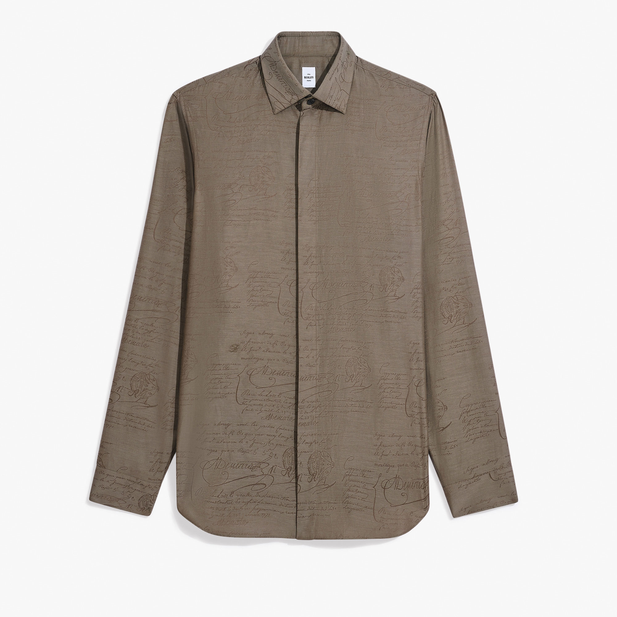 Andy Cotton Silk Scritto Shirt, SEPIA    , hi-res