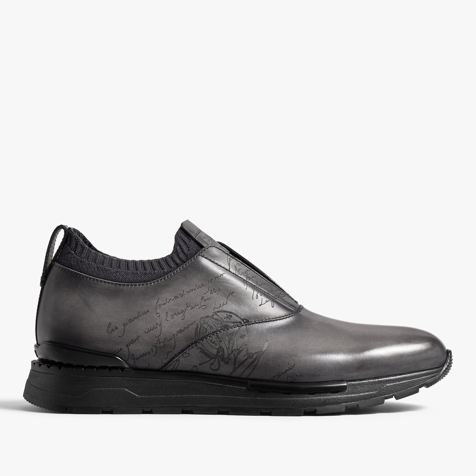 Slip On Sneaker Fast Track En Cuir Et Maille, GRAPHITE MOSS, hi-res