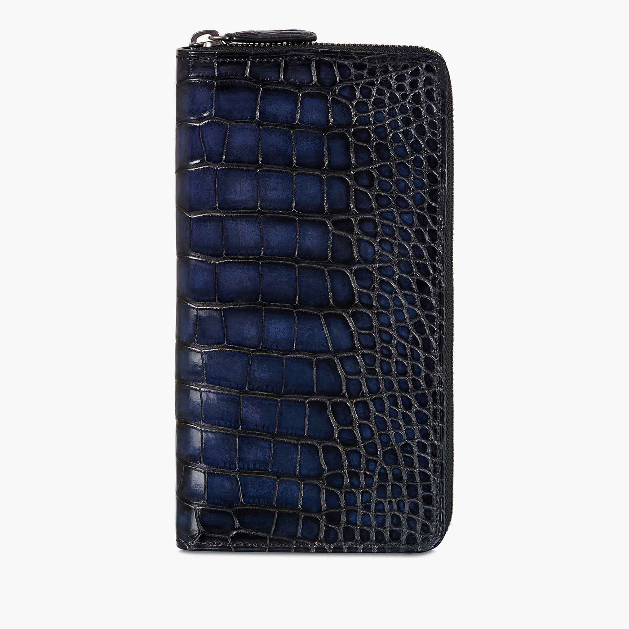 Portefeuille Zippé Itauba En Cuir D'Alligator, NERO BLU, hi-res