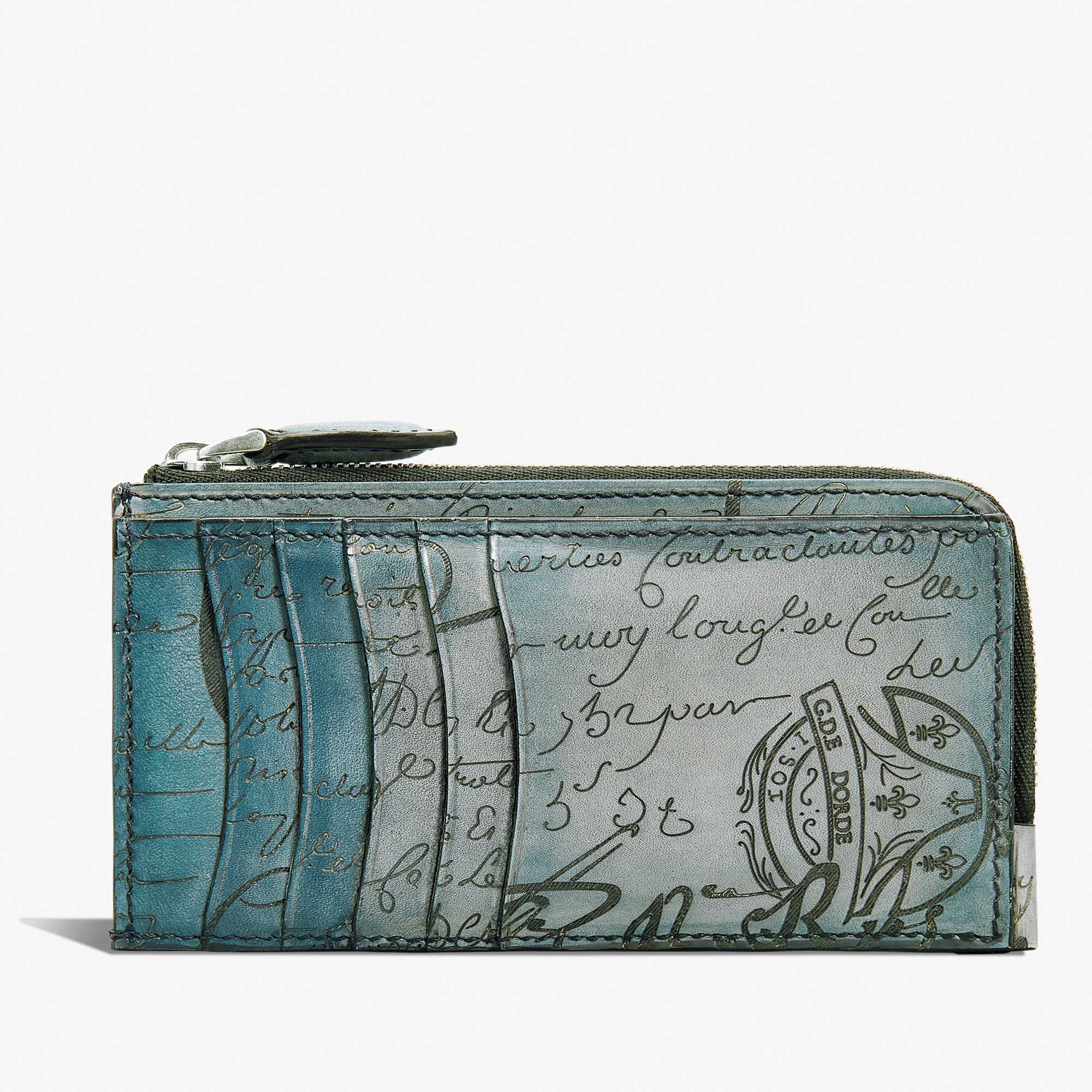 Koa Maxi Scritto Leather Long Zipped Card Holder, STONE DENIM, hi-res