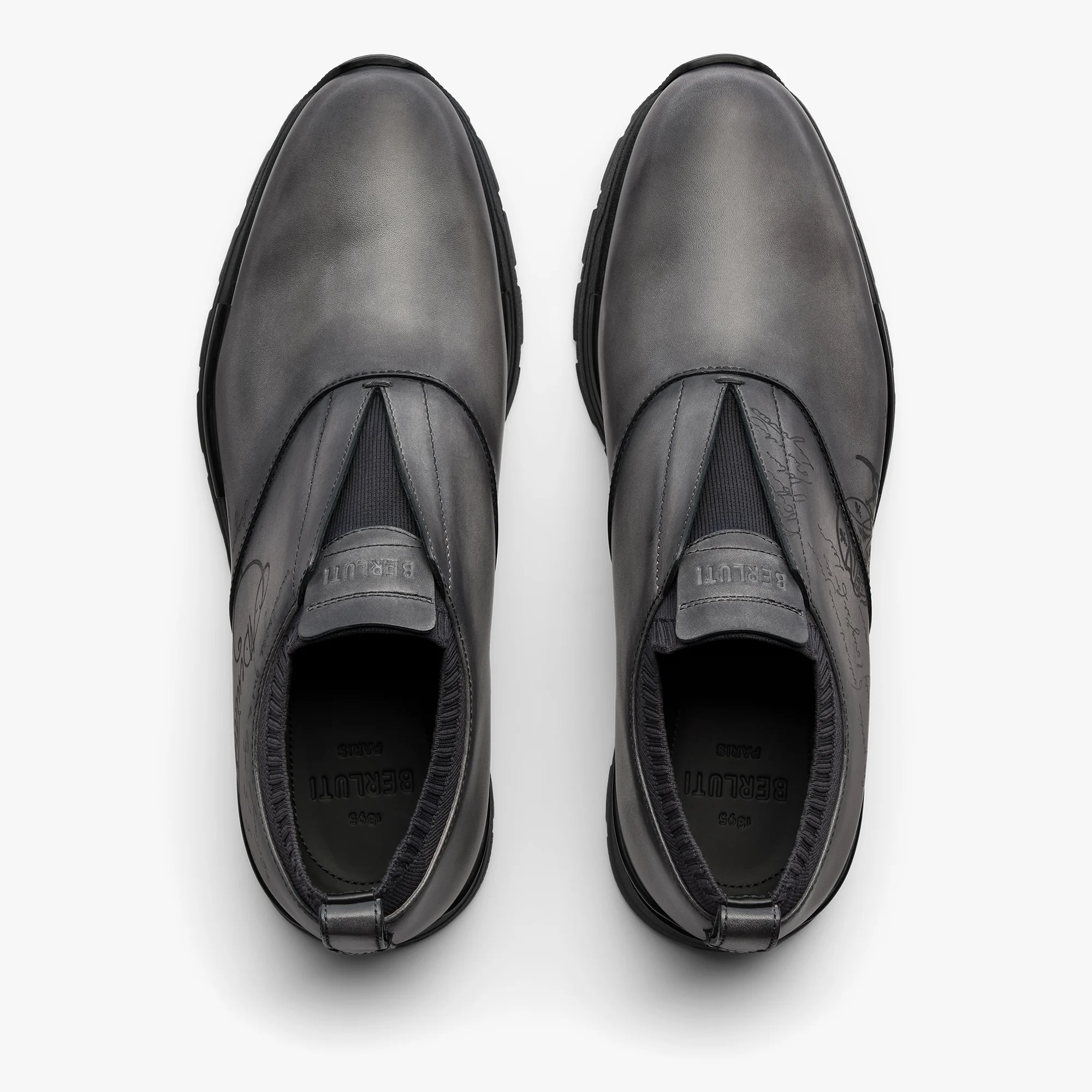 Berluti メンズスニーカー Fast Track 高級スクリット革製 ファストトラック スクリットレザー＆ナイロン スニーカー