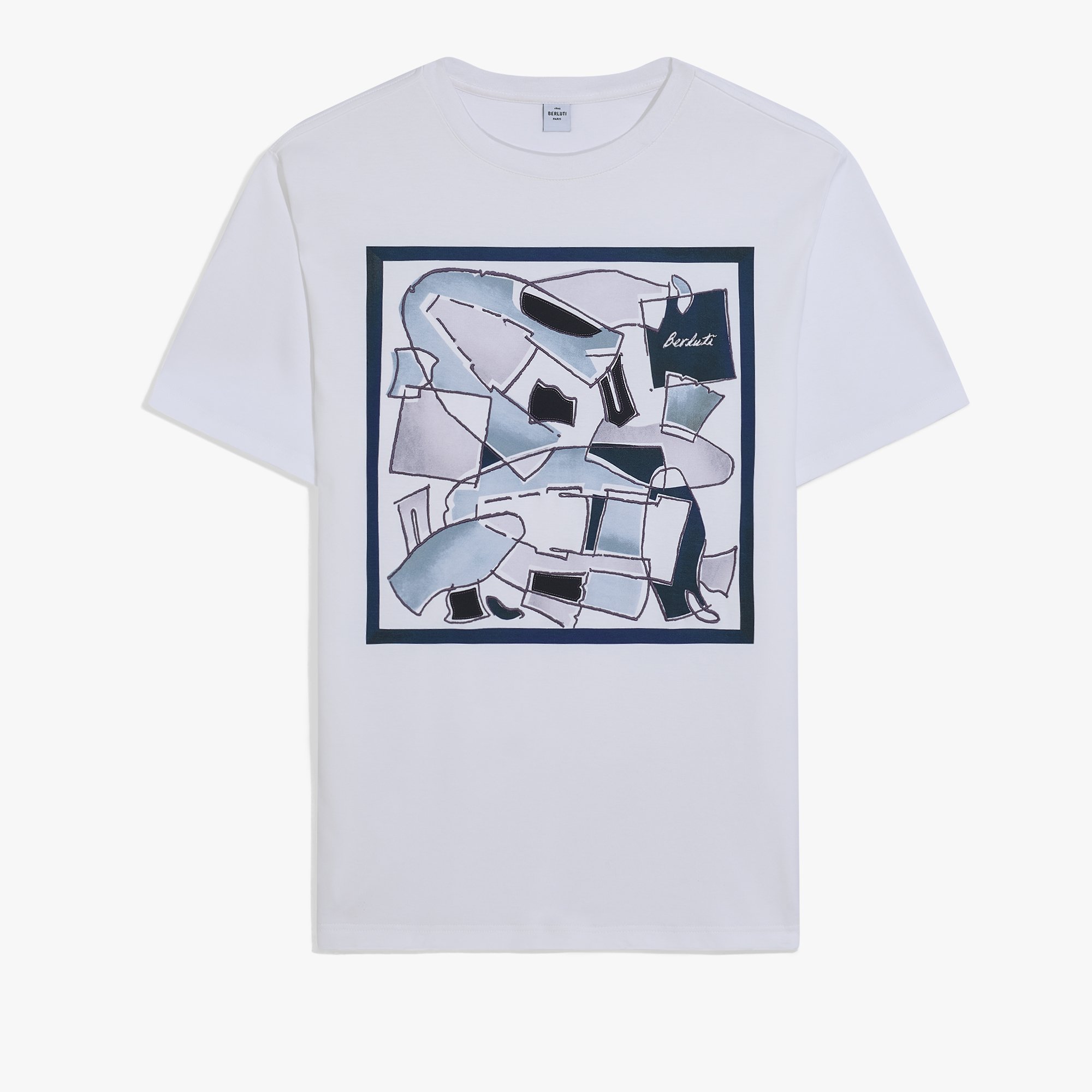 Shoe Collage T-shirt, OPTICAL WHITE/SHOE PATTERN BLU, hi-res