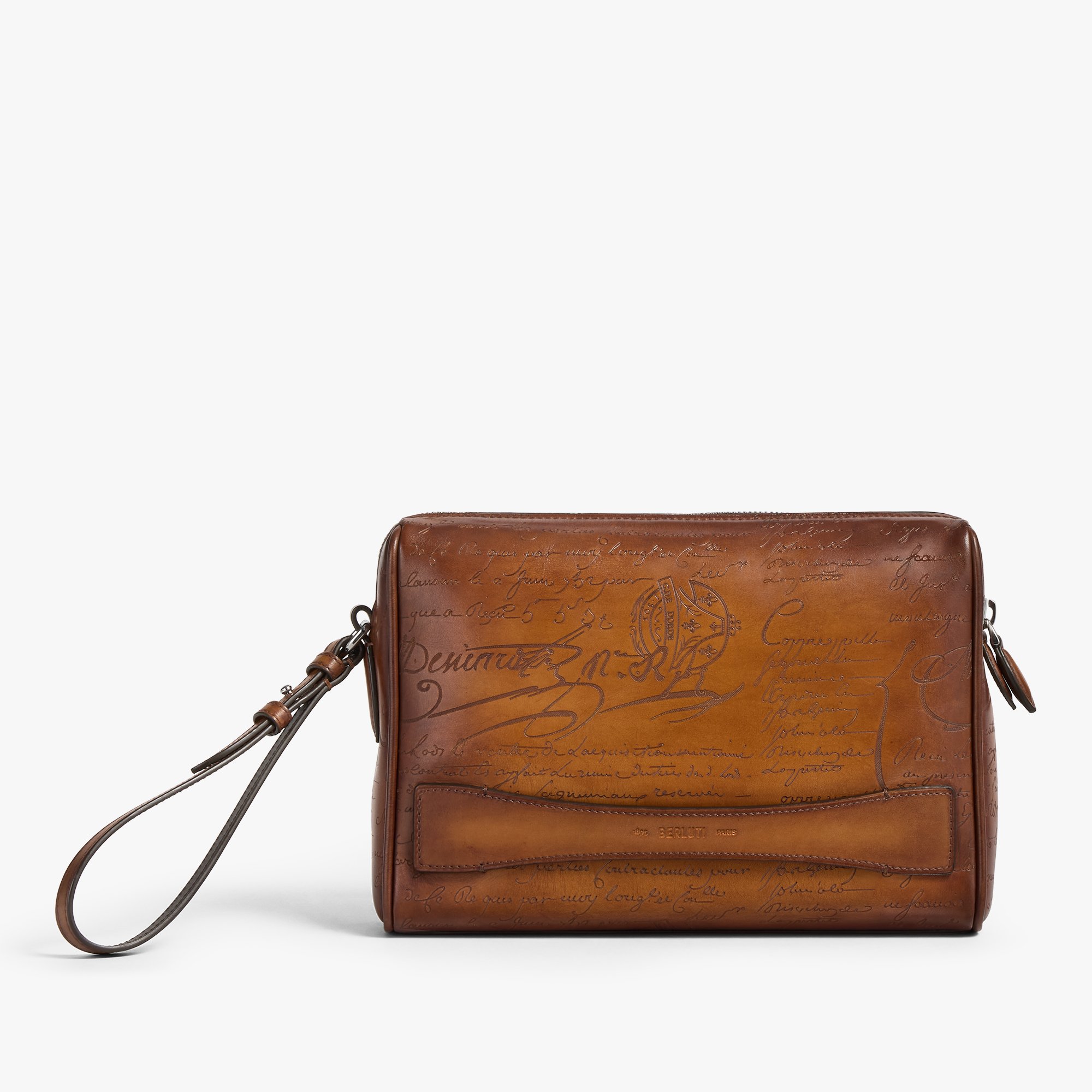 人気☆【Berluti】Rosewood Scritto Leather Pouch レザーポーチ ローズウッド スクリットレザー ポーチ | ベルルッティ JP