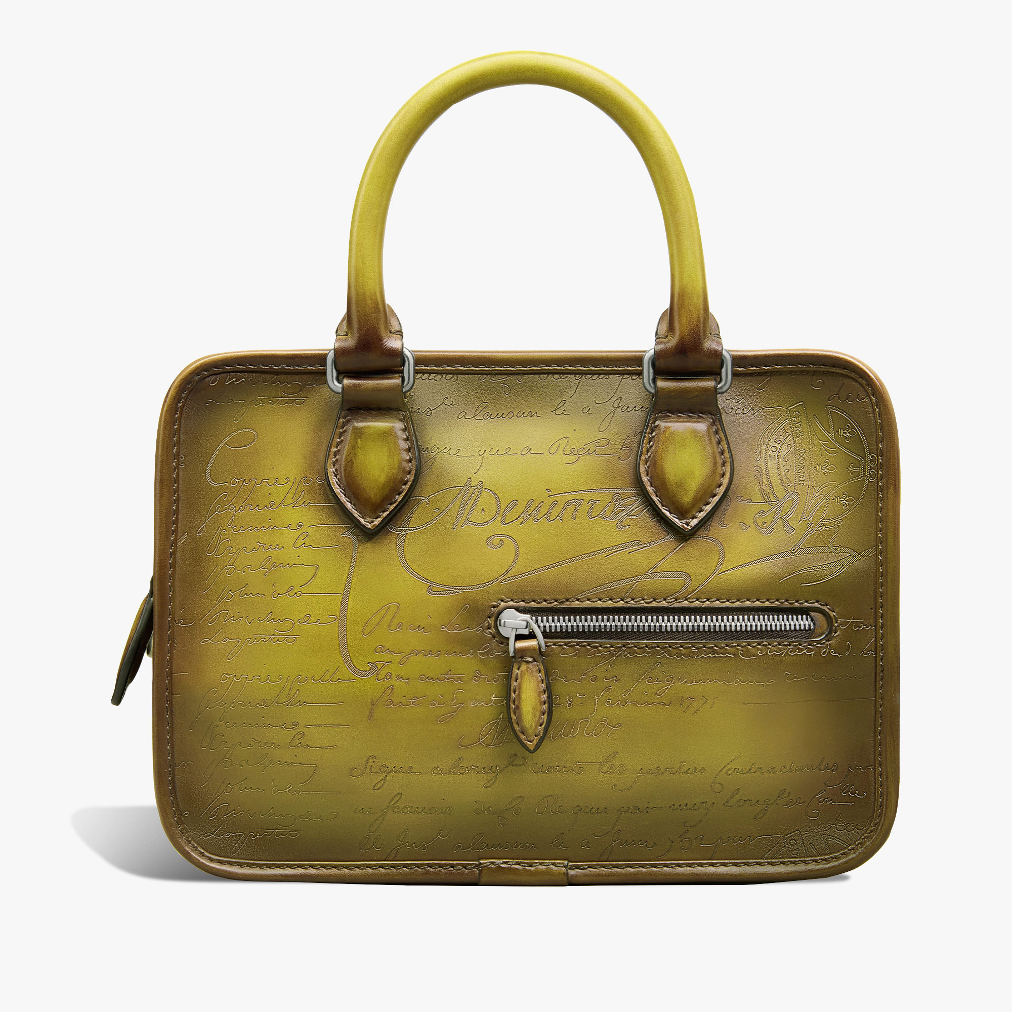 Un Jour Gulliver Scritto Leather Messenger, JUNGLE GREEN, hi-res