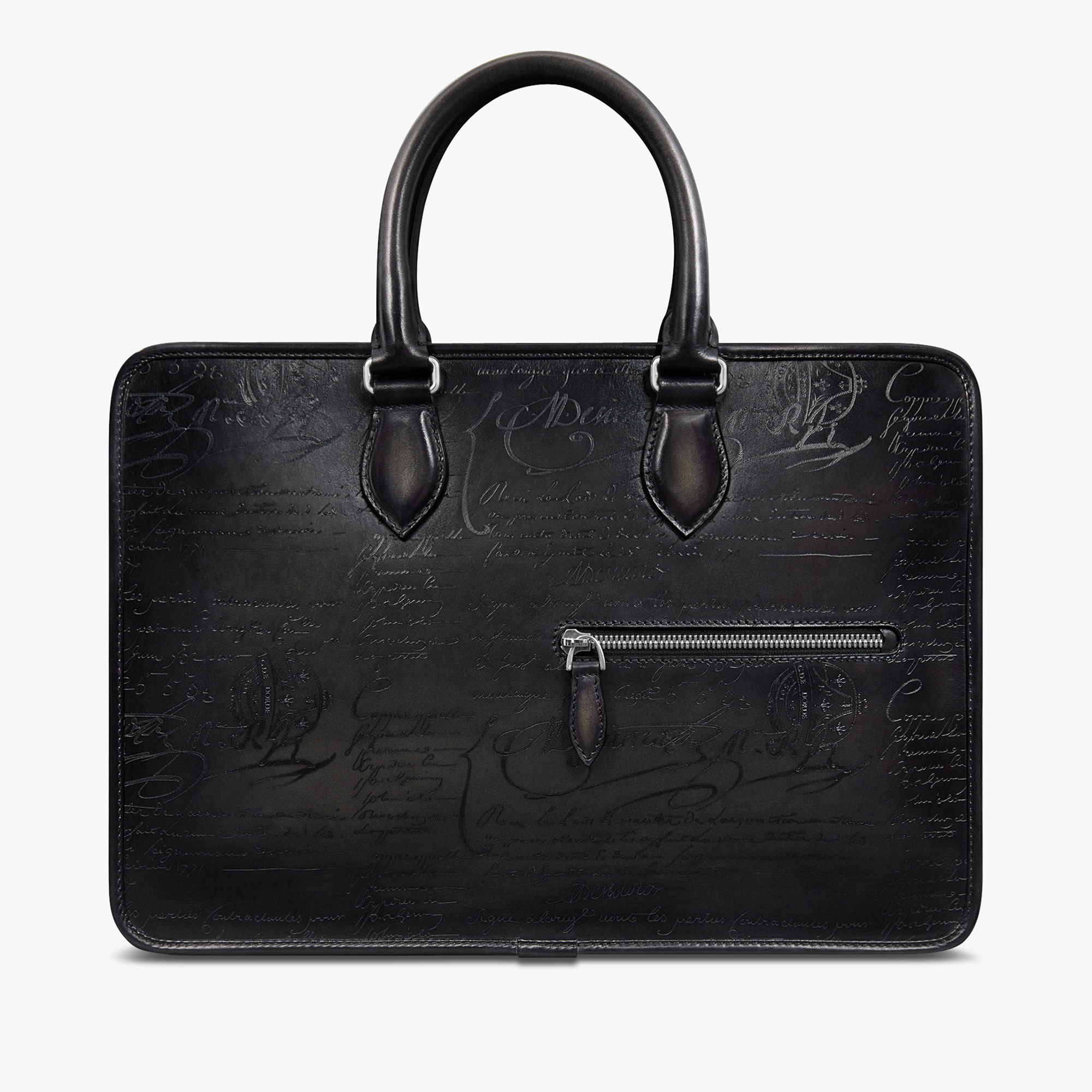 Un Jour Mini Scritto Leather Briefcase, NERO GRIGIO, hi-res