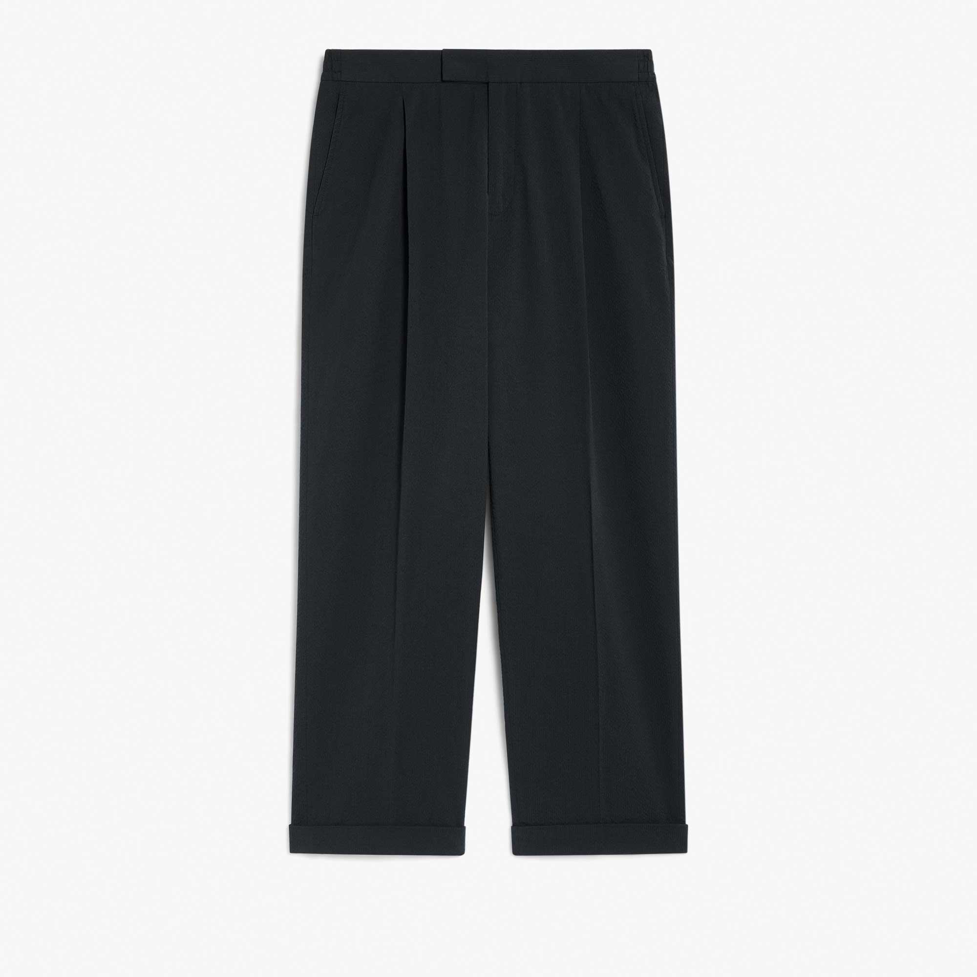 Seersucker Relaxed Trousers, NERO BLUE, hi-res