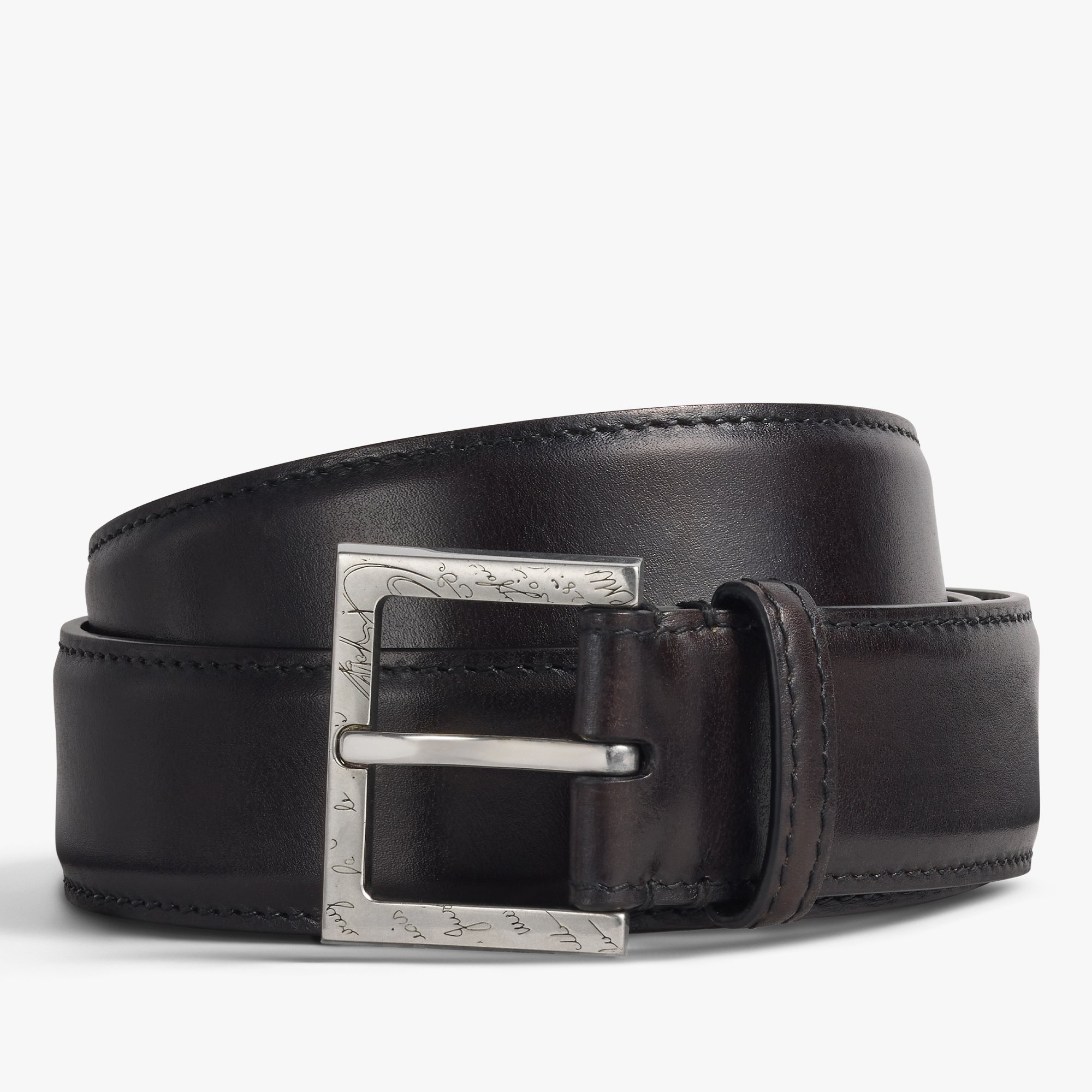 Square 35 mm Belt In Venezia Calf Leather, FONDANT., hi-res