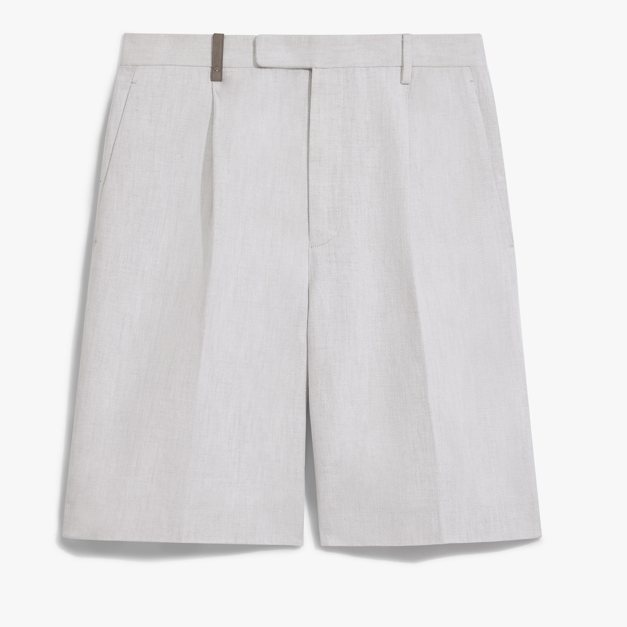 Formal Pleated Shorts, WHITE CANVAS, hi-res