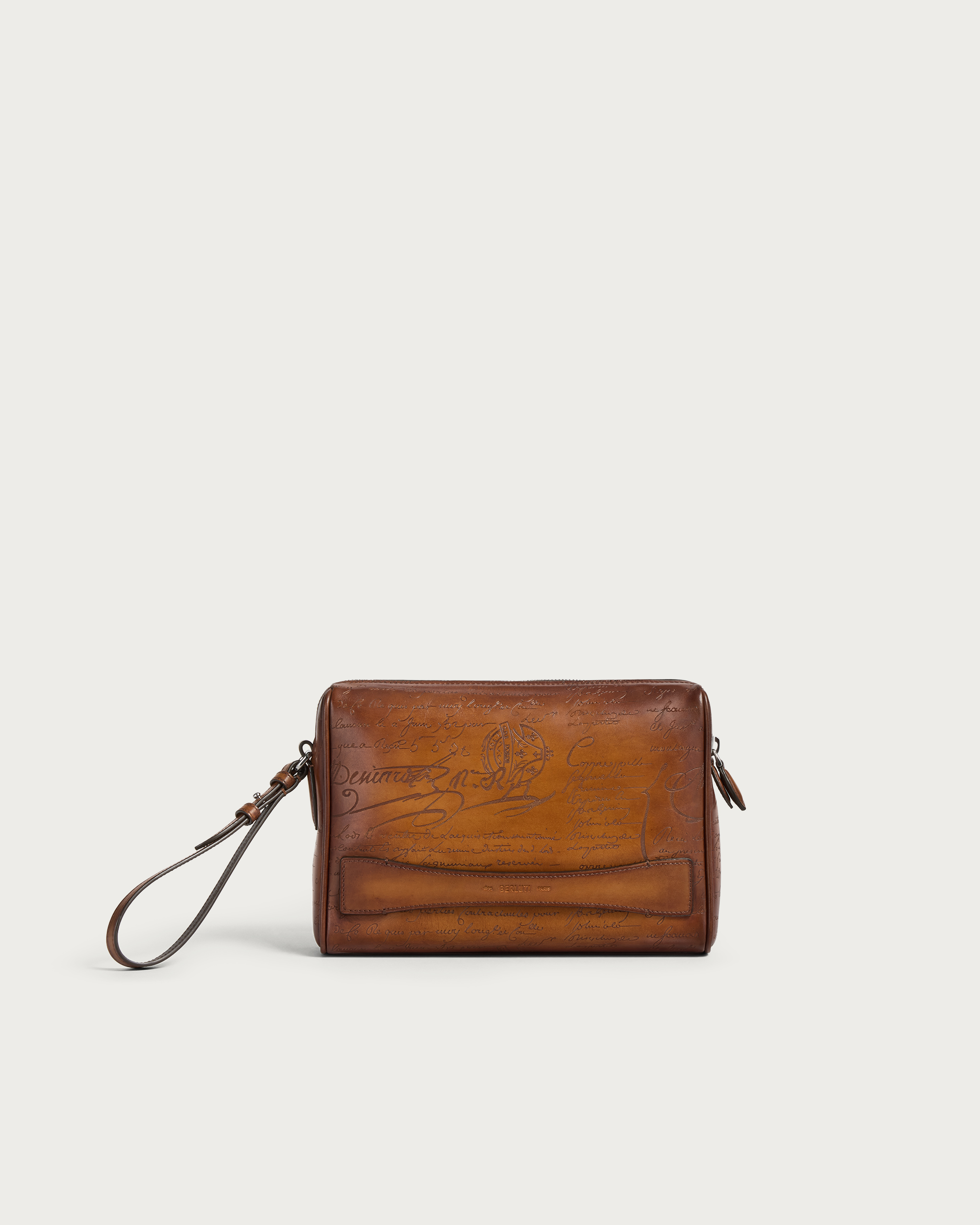 バッグ Berluti Scritto Patina Leather Sacoche Berluti Men's Mogano Venezia Leather Pilote II Scritto Crossbody