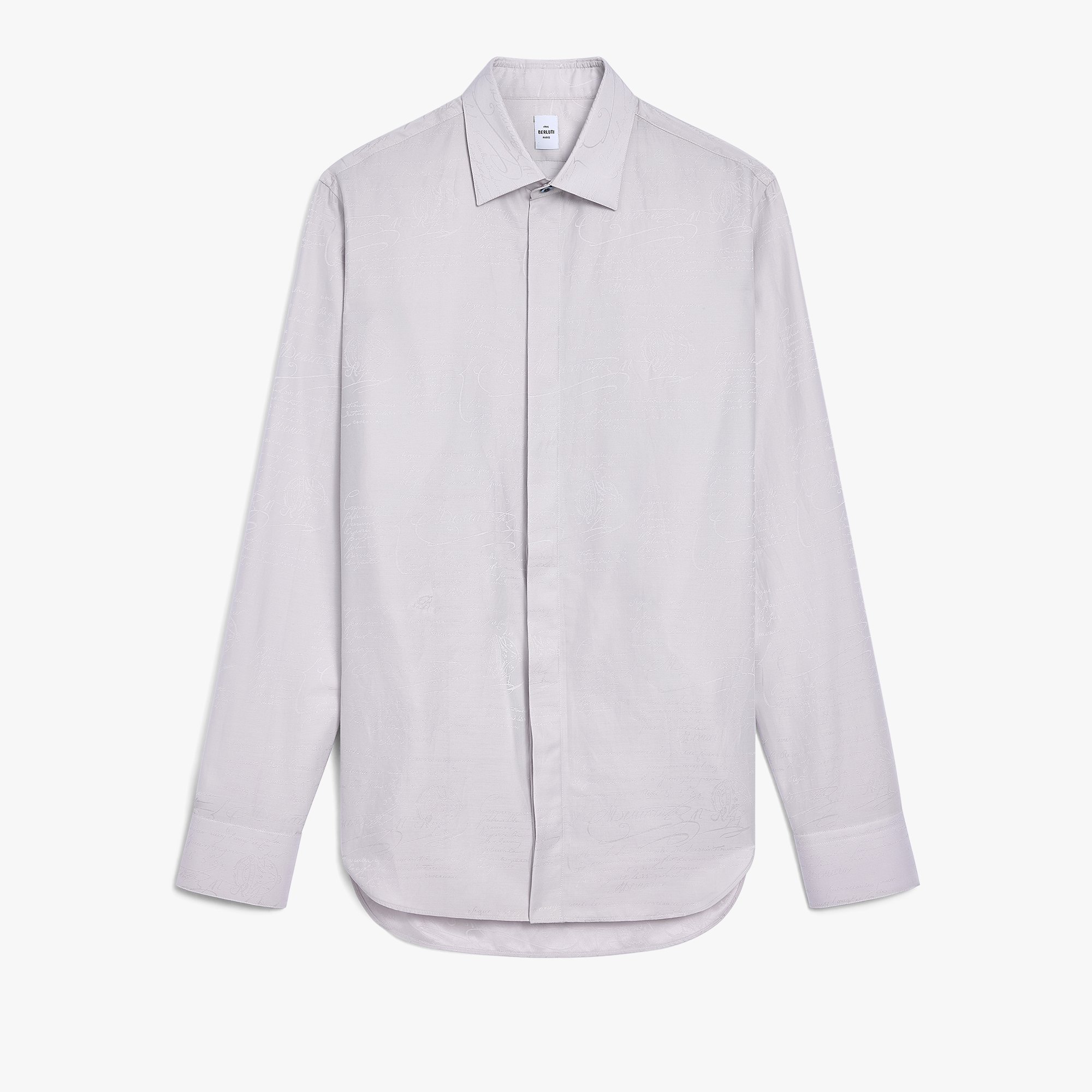 Andy Cotton Silk Scritto Shirt, ICY GREY, hi-res