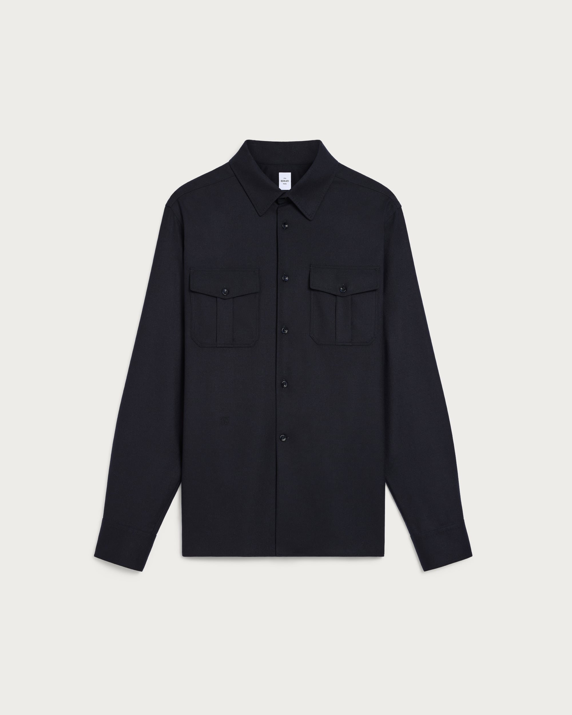 Military Shirt with Leather Detail